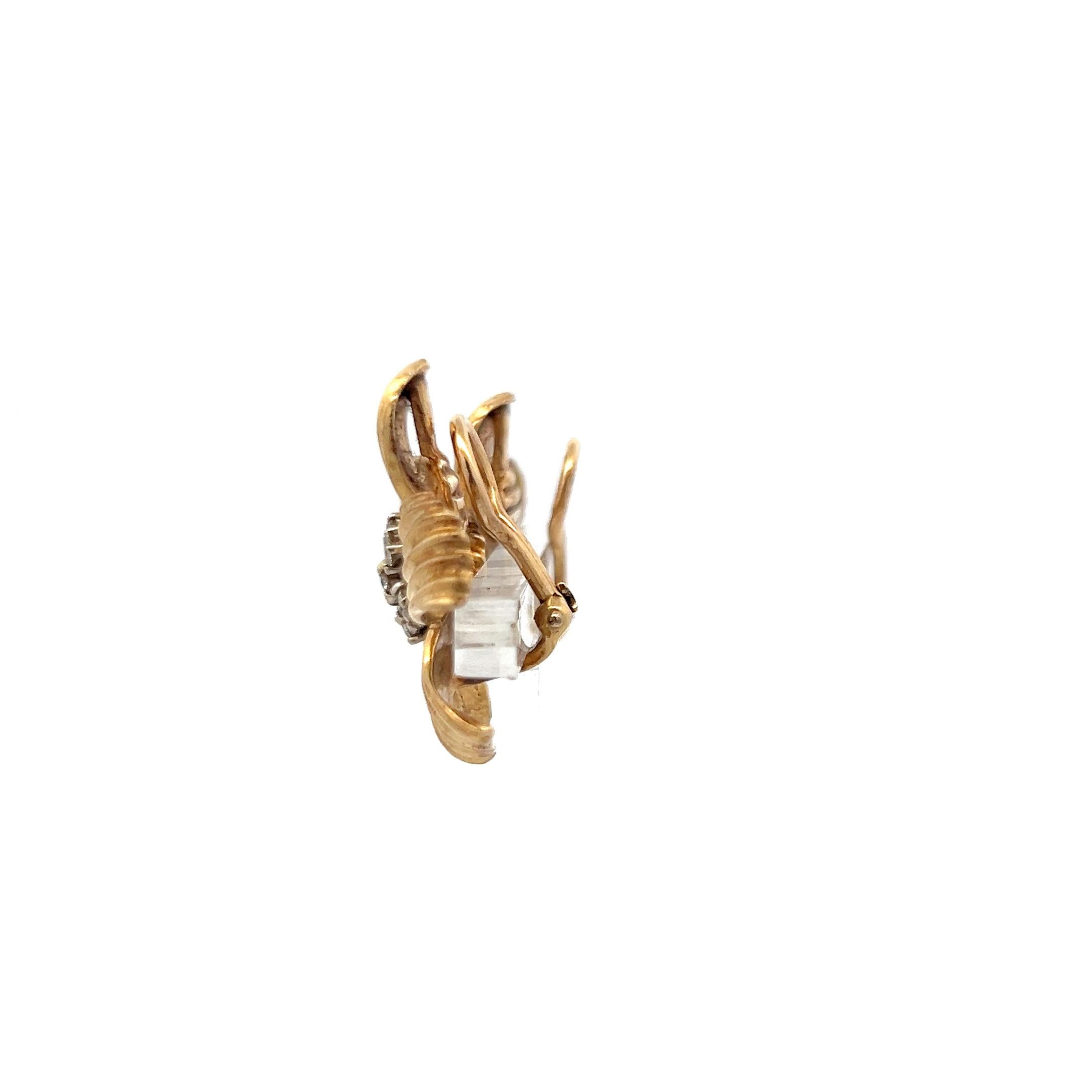 Vintage 14K YG Clip-On Earrings with 0.5 Round H-VS Carat Diamonds