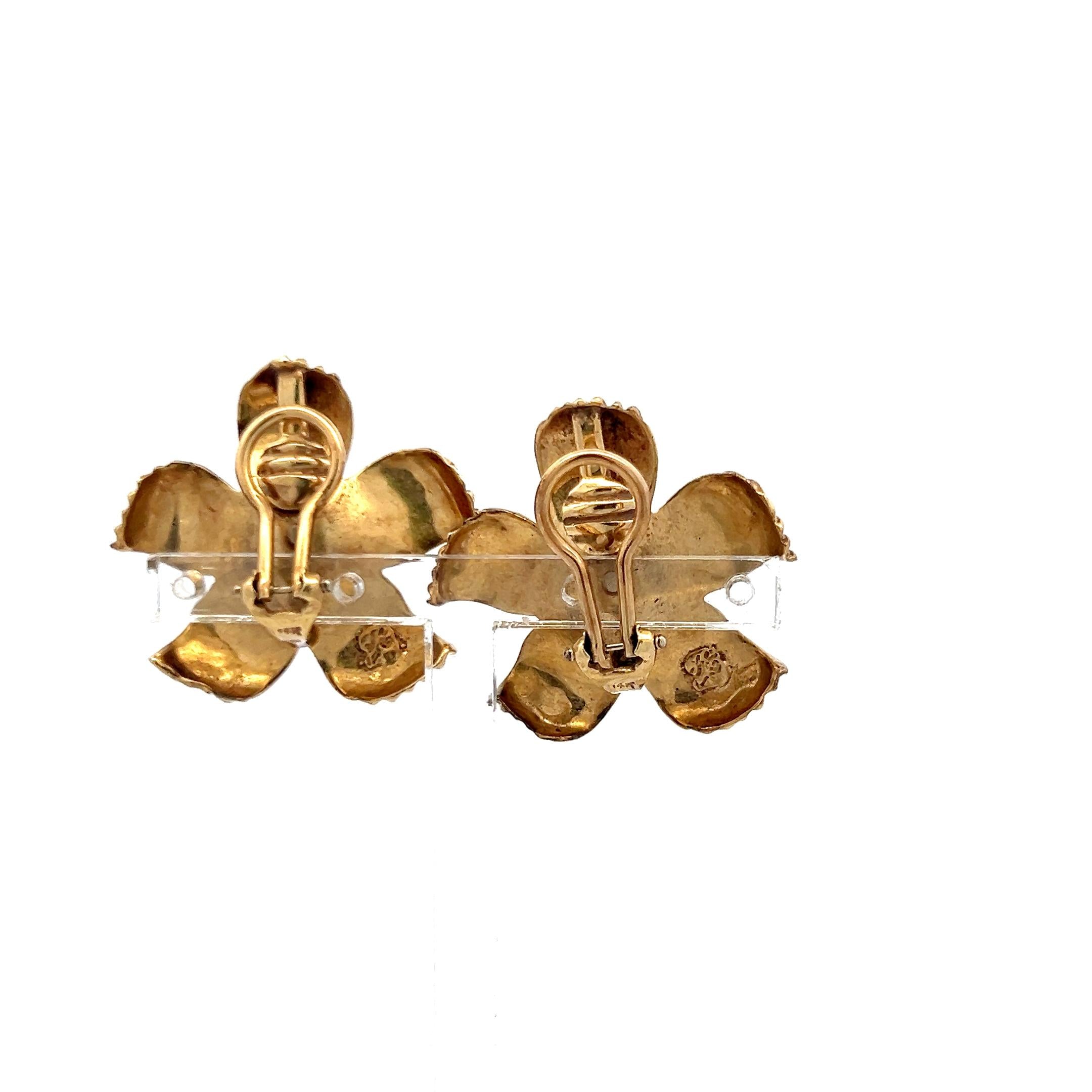 Vintage 14K YG Clip-On Earrings with 0.5 Round H-VS Carat Diamonds