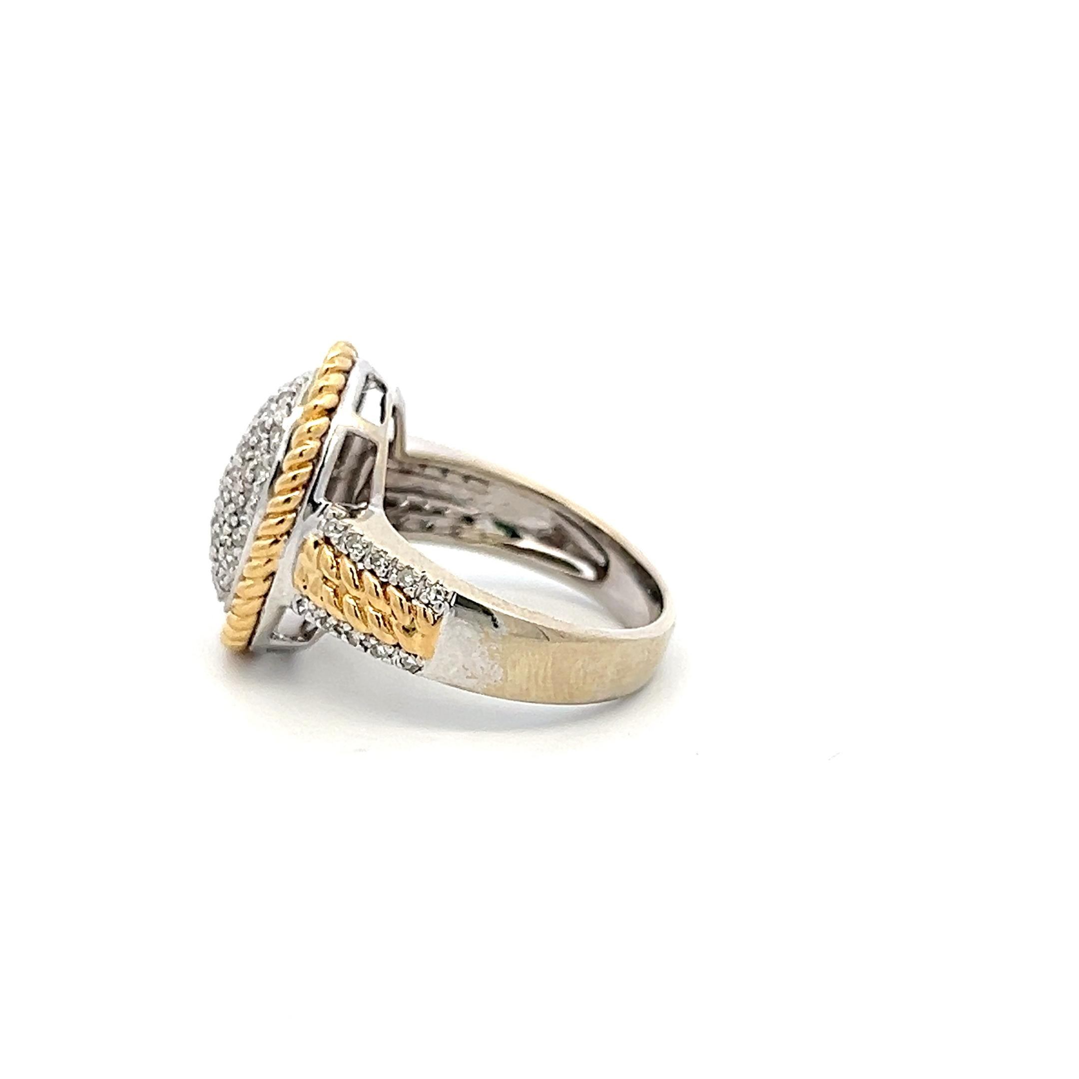 14K Two Tone Gold Cluster Ring with 0.29 Carat Round F-VS1 Diamonds Size 6.75