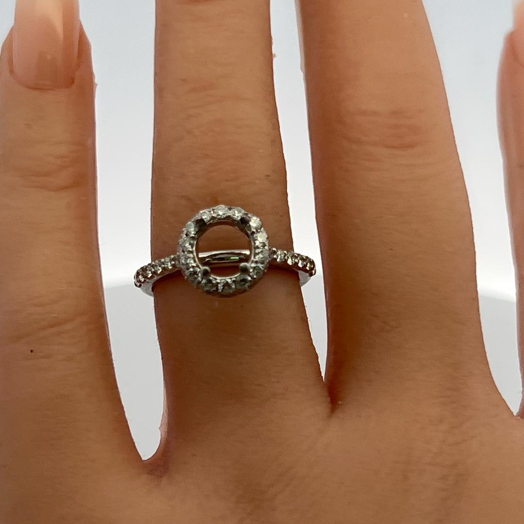 Platinum Semi Mount Ring with 0.78ct Round H-VS Diamonds Fits 5.75x6.4mm 0.75ct+