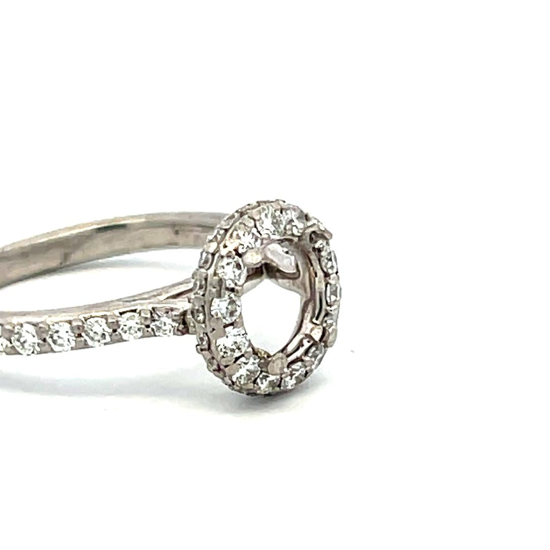 Platinum Semi Mount Ring with 0.78ct Round H-VS Diamonds Fits 5.75x6.4mm 0.75ct+