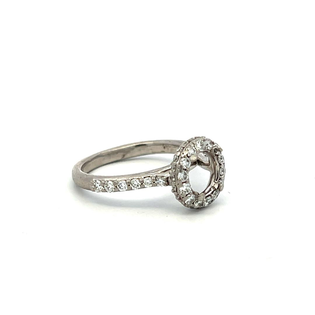 Platinum Semi Mount Ring with 0.78ct Round H-VS Diamonds Fits 5.75x6.4mm 0.75ct+