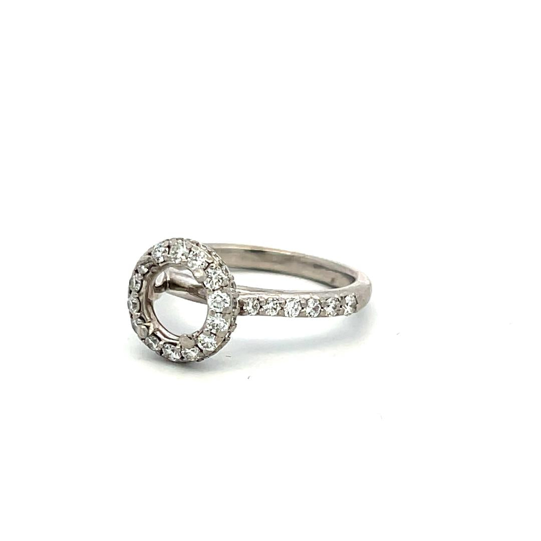 Platinum Semi Mount Ring with 0.78ct Round H-VS Diamonds Fits 5.75x6.4mm 0.75ct+