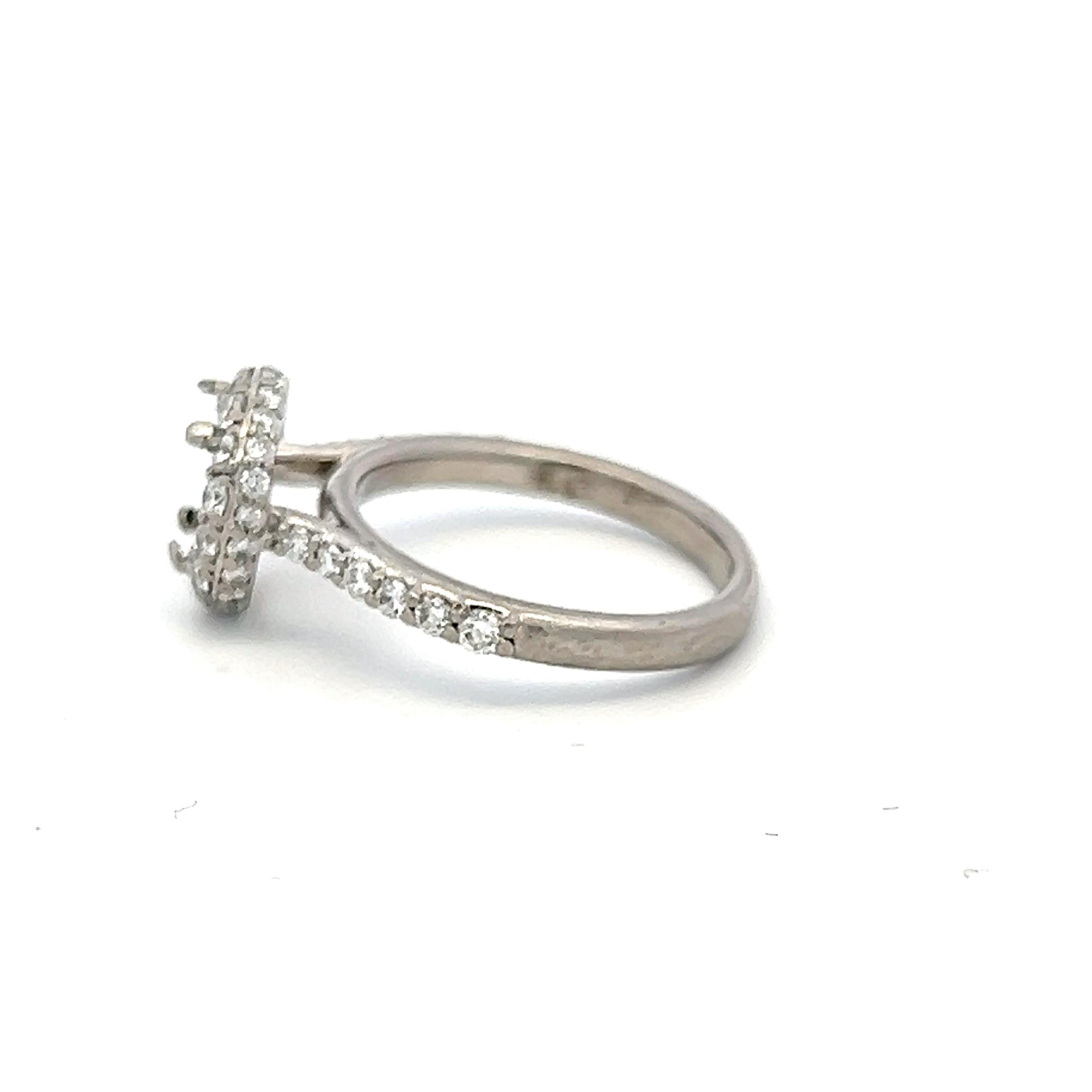 Platinum Semi Mount Ring with 0.78ct Round H-VS Diamonds Fits 5.75x6.4mm 0.75ct+