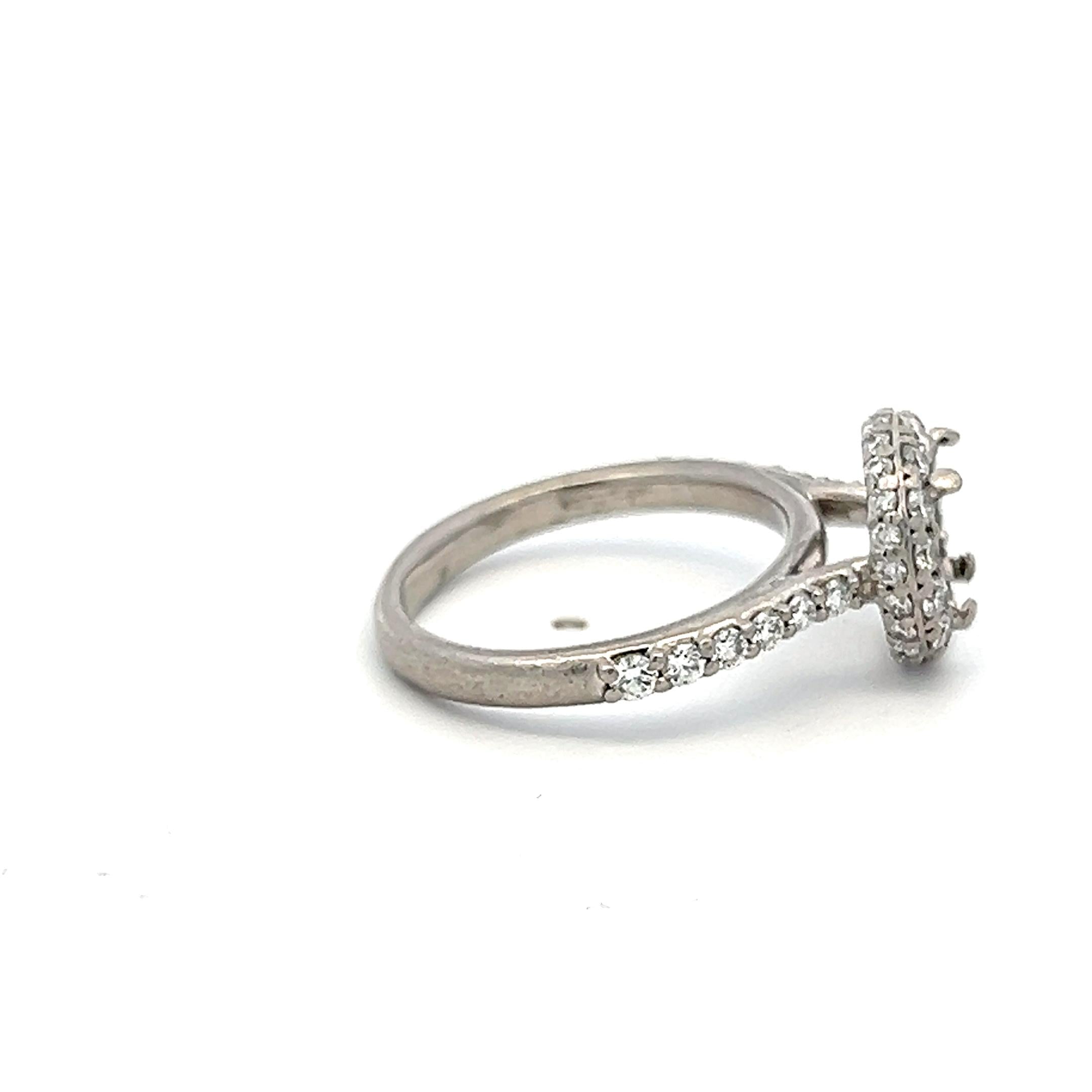 Platinum Semi Mount Ring with 0.78ct Round H-VS Diamonds Fits 5.75x6.4mm 0.75ct+