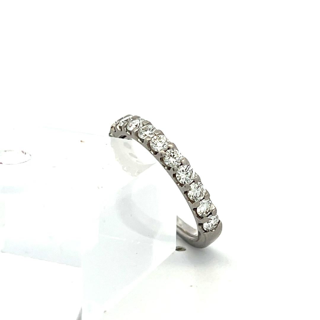 Vintage Platinum Half-Eternity Ring with 0.48 Carat Round H-VS Diamond Size 5.25