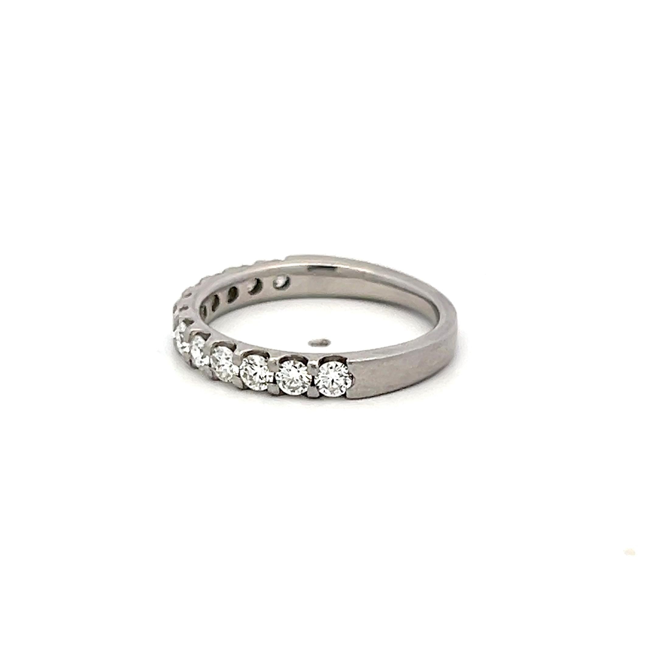Vintage Platinum Half-Eternity Ring with 0.48 Carat Round H-VS Diamond Size 5.25
