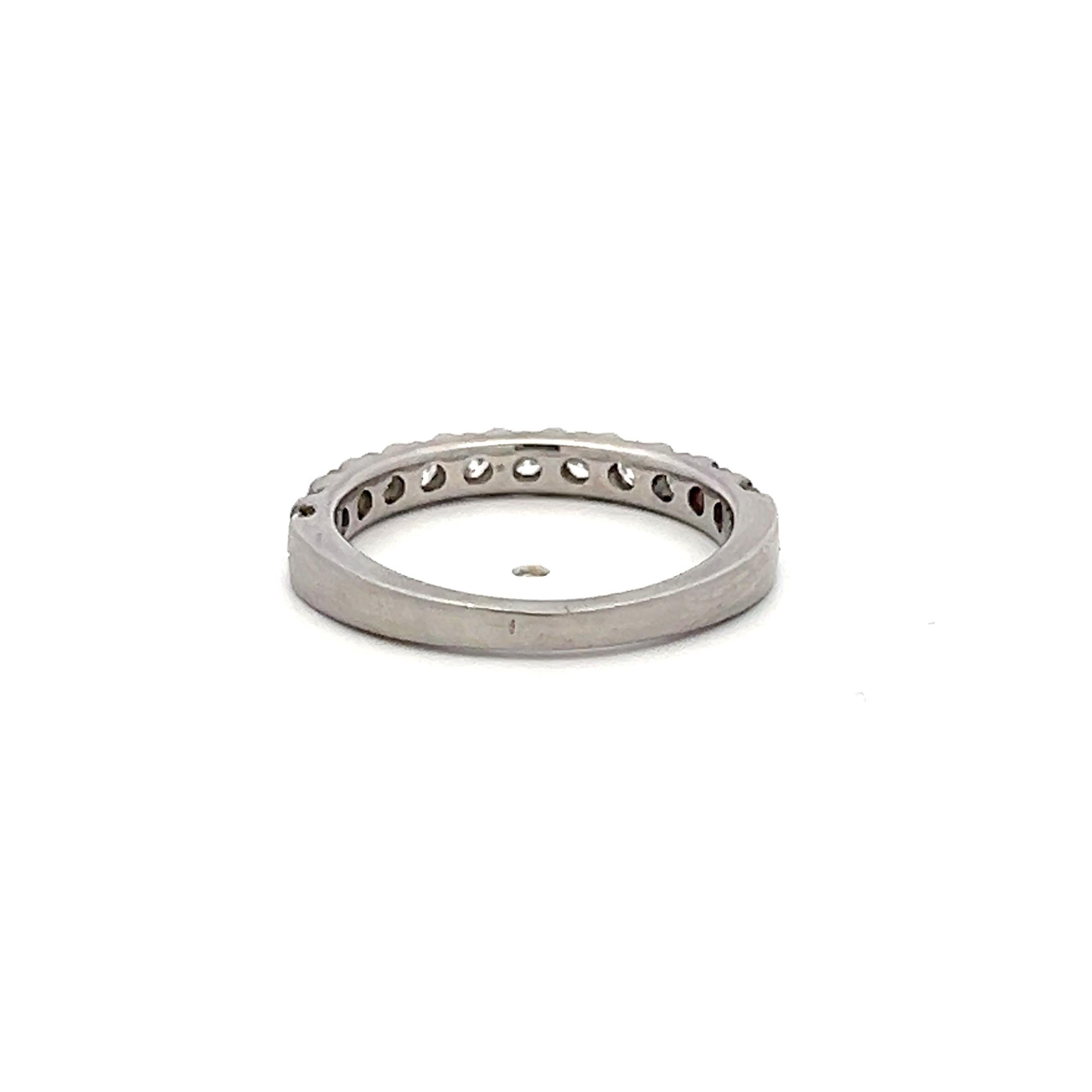 Vintage Platinum Half-Eternity Ring with 0.48 Carat Round H-VS Diamond Size 5.25