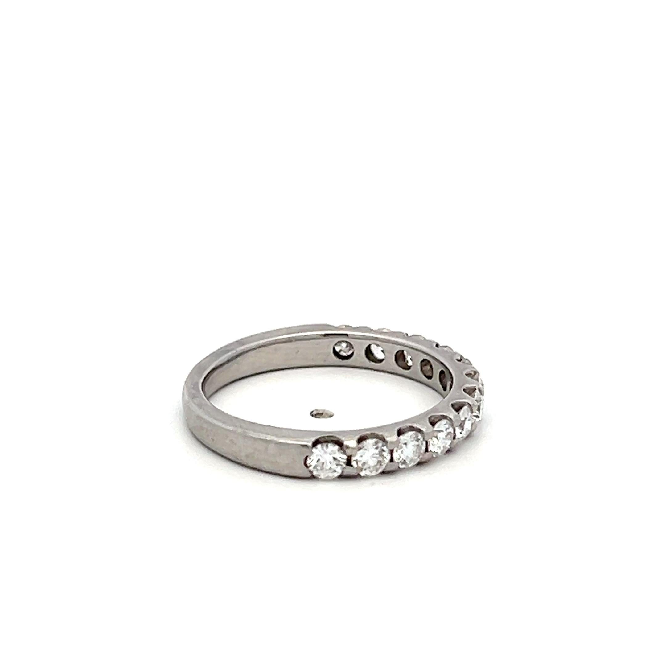 Vintage Platinum Half-Eternity Ring with 0.48 Carat G-VS Diamonds Size 5.25
