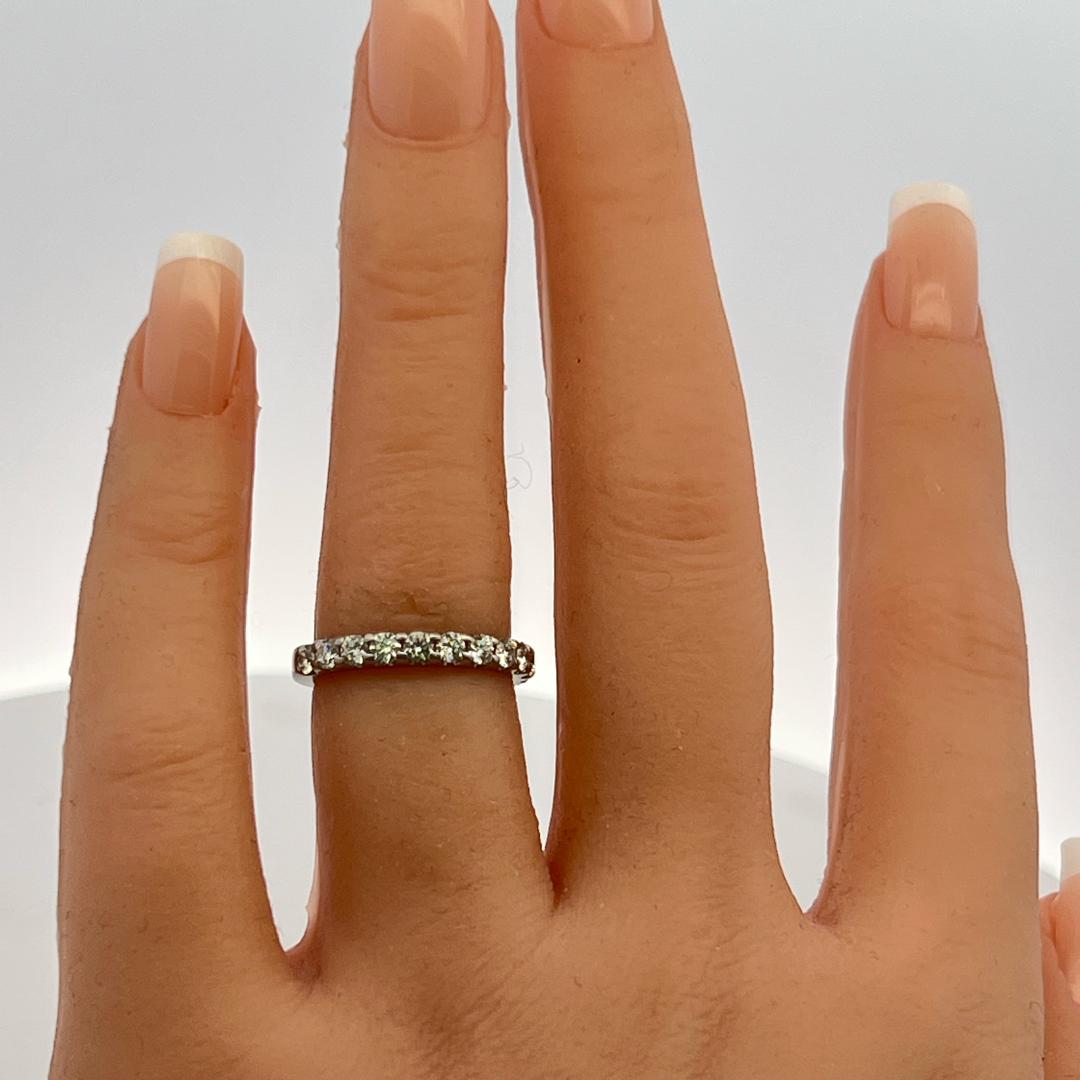 Vintage Platinum Half-Eternity Ring with 0.48 Carat G-VS Diamonds Size 5.25