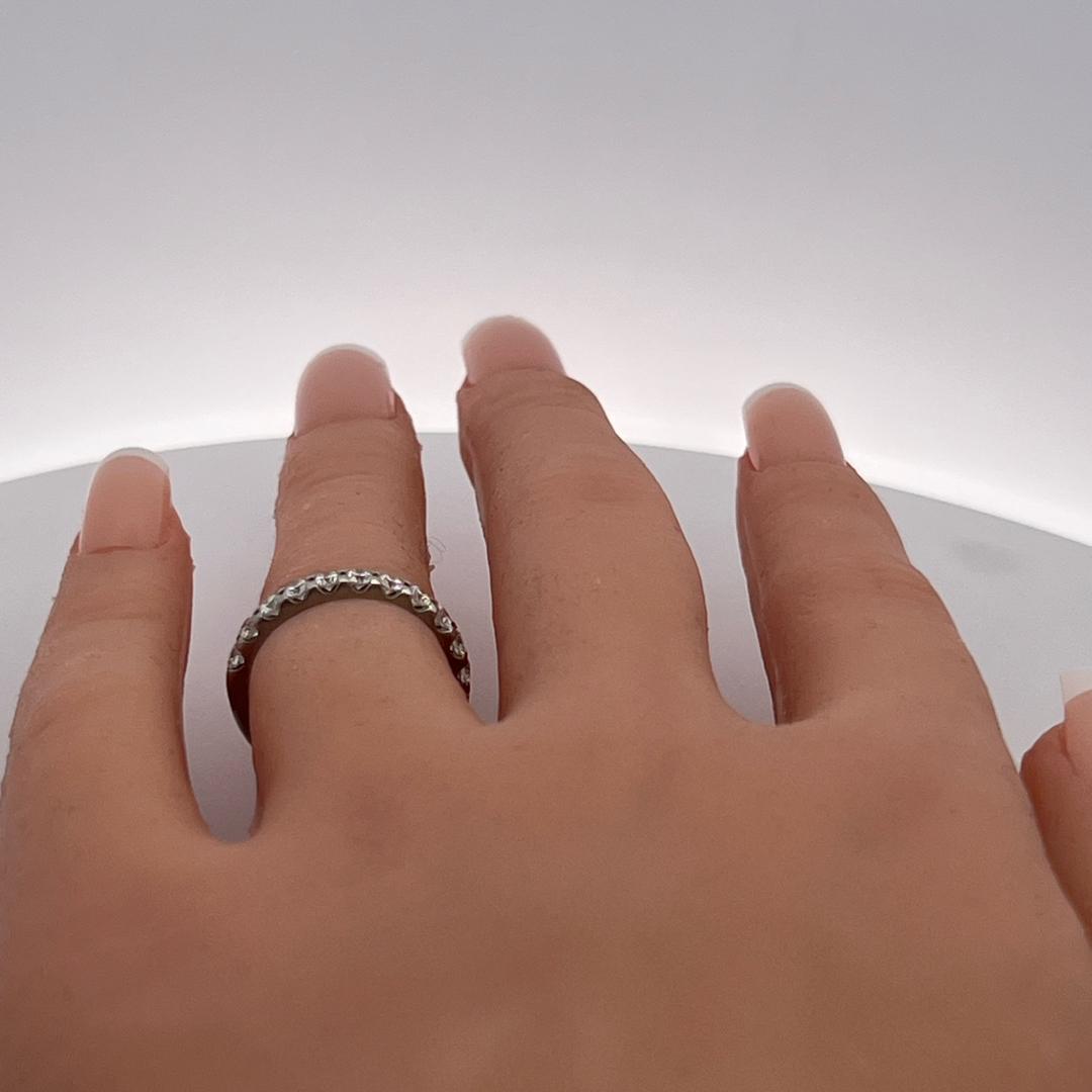 Vintage Platinum Half-Eternity Ring with 0.48 Carat G-VS Diamonds Size 5.25