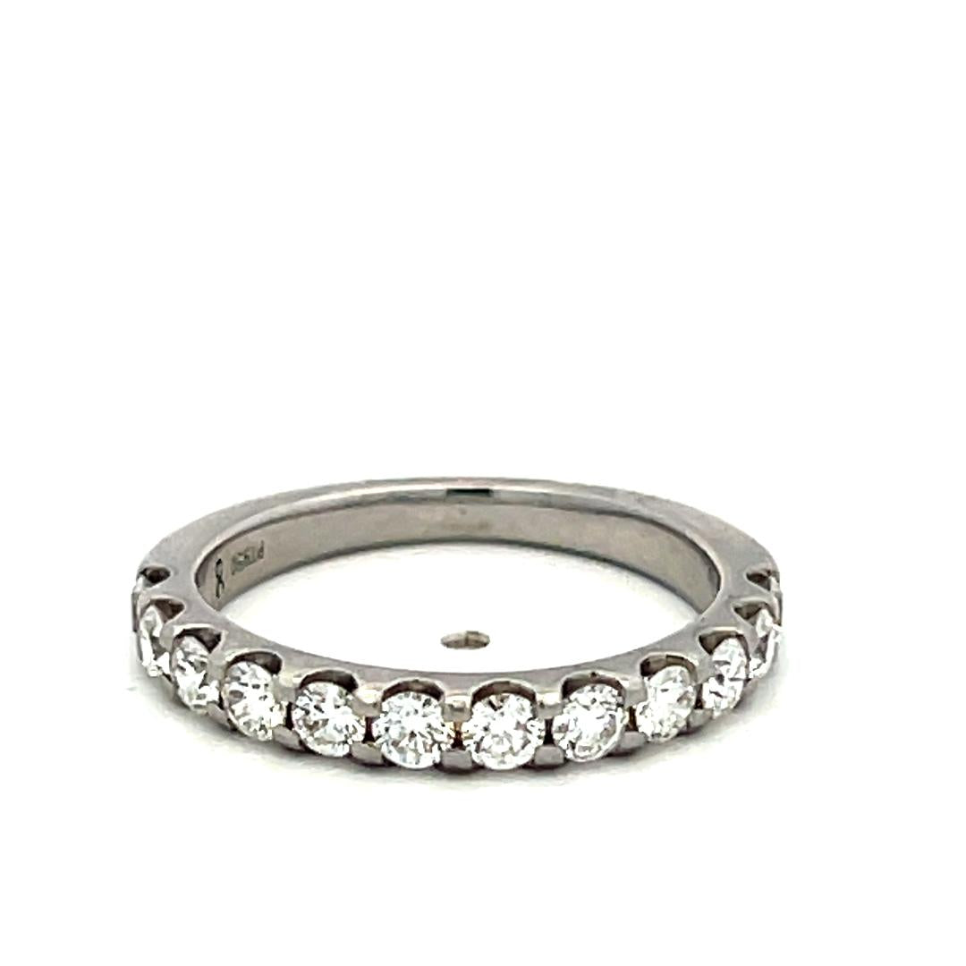 Vintage Platinum Half-Eternity Ring with 0.48 Carat G-VS Diamonds Size 5.25