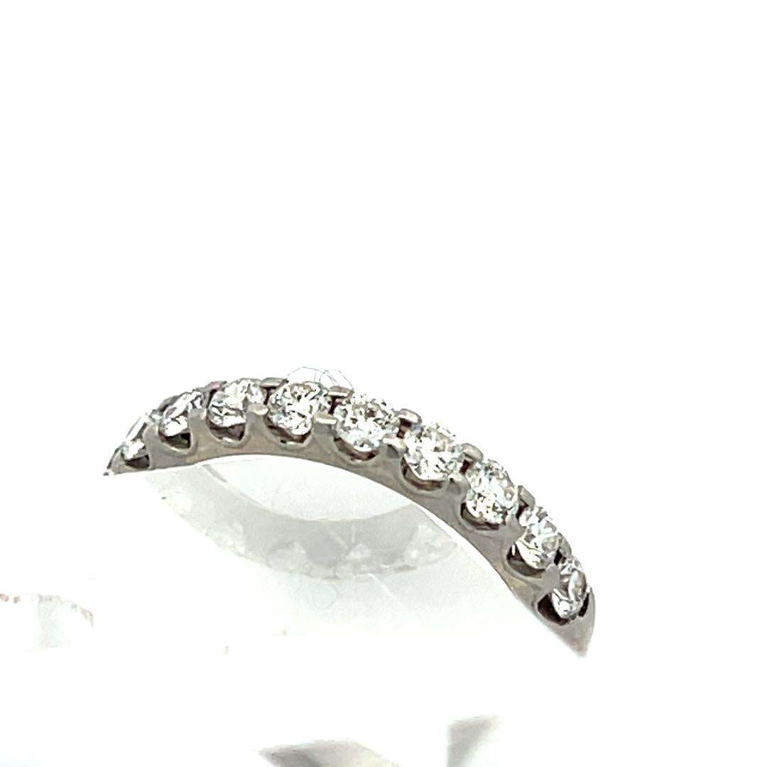 Vintage Platinum Half-Eternity Ring with 0.48 Carat G-VS Diamonds Size 5.25