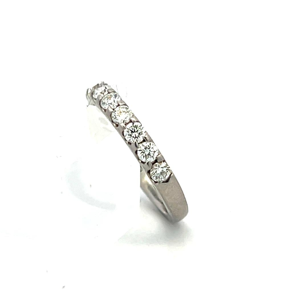 Vintage Platinum Half-Eternity Ring with 0.48 Carat G-VS Diamonds Size 5.25