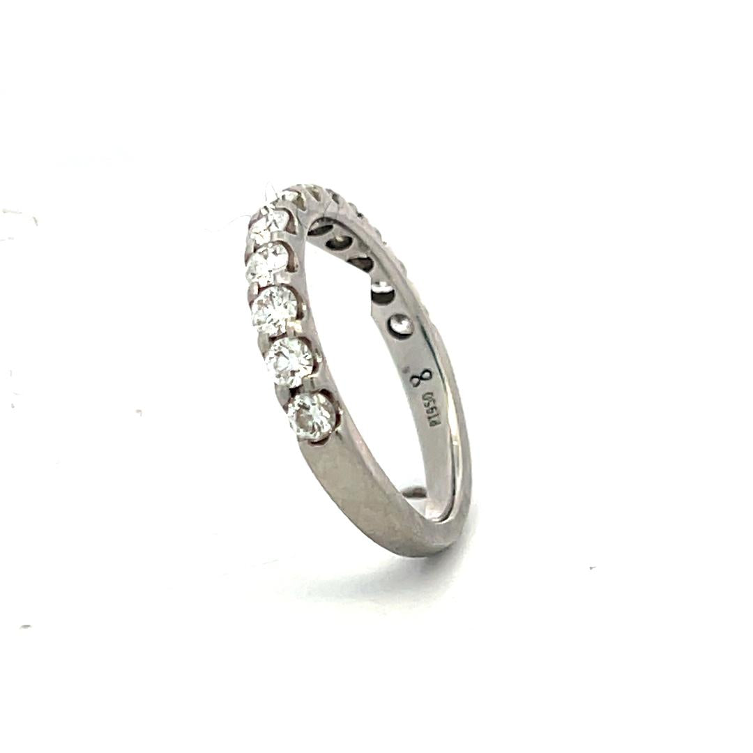 Vintage Platinum Half-Eternity Ring with 0.48 Carat G-VS Diamonds Size 5.25