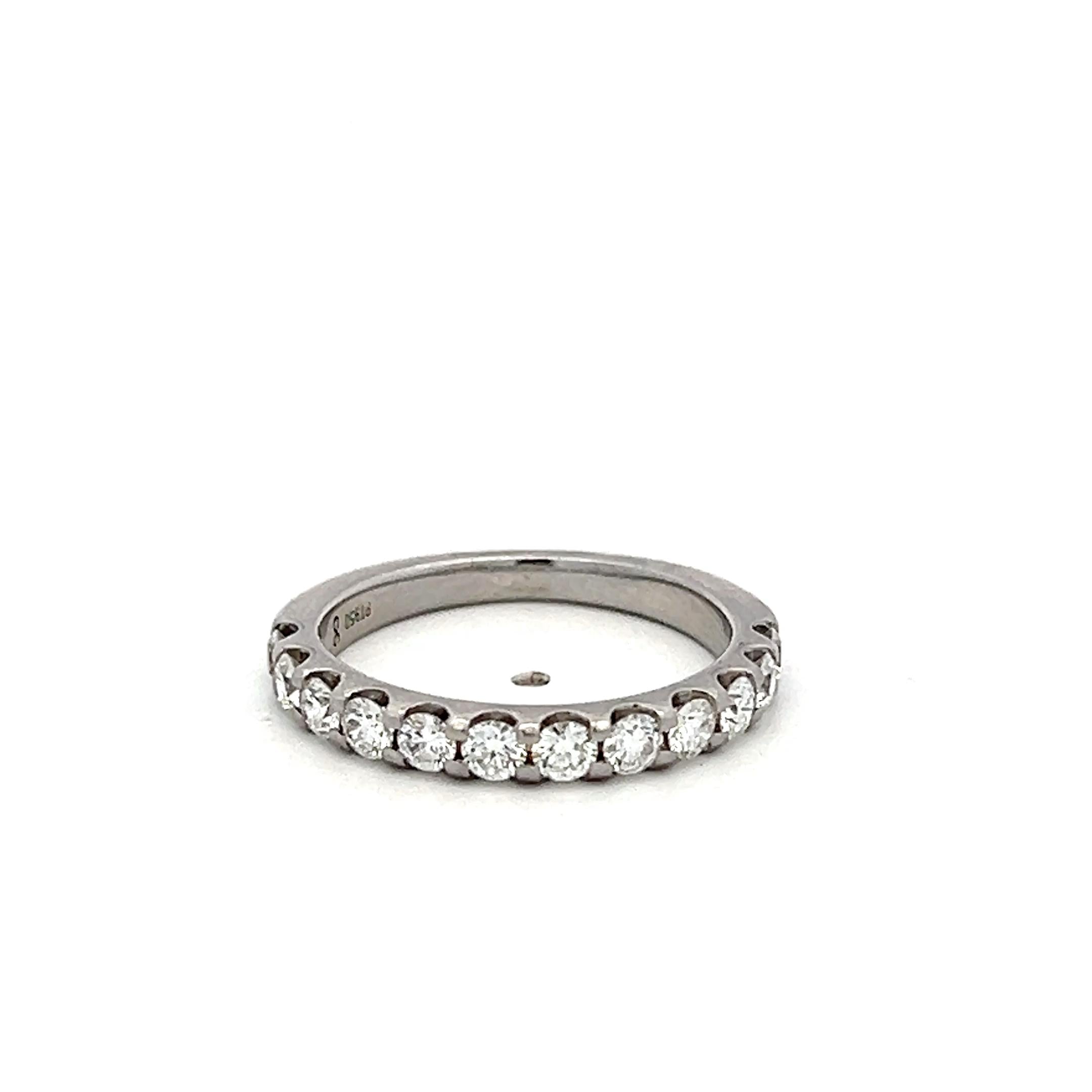 Vintage Platinum Half-Eternity Ring with 0.48 Carat G-VS Diamonds Size 5.25