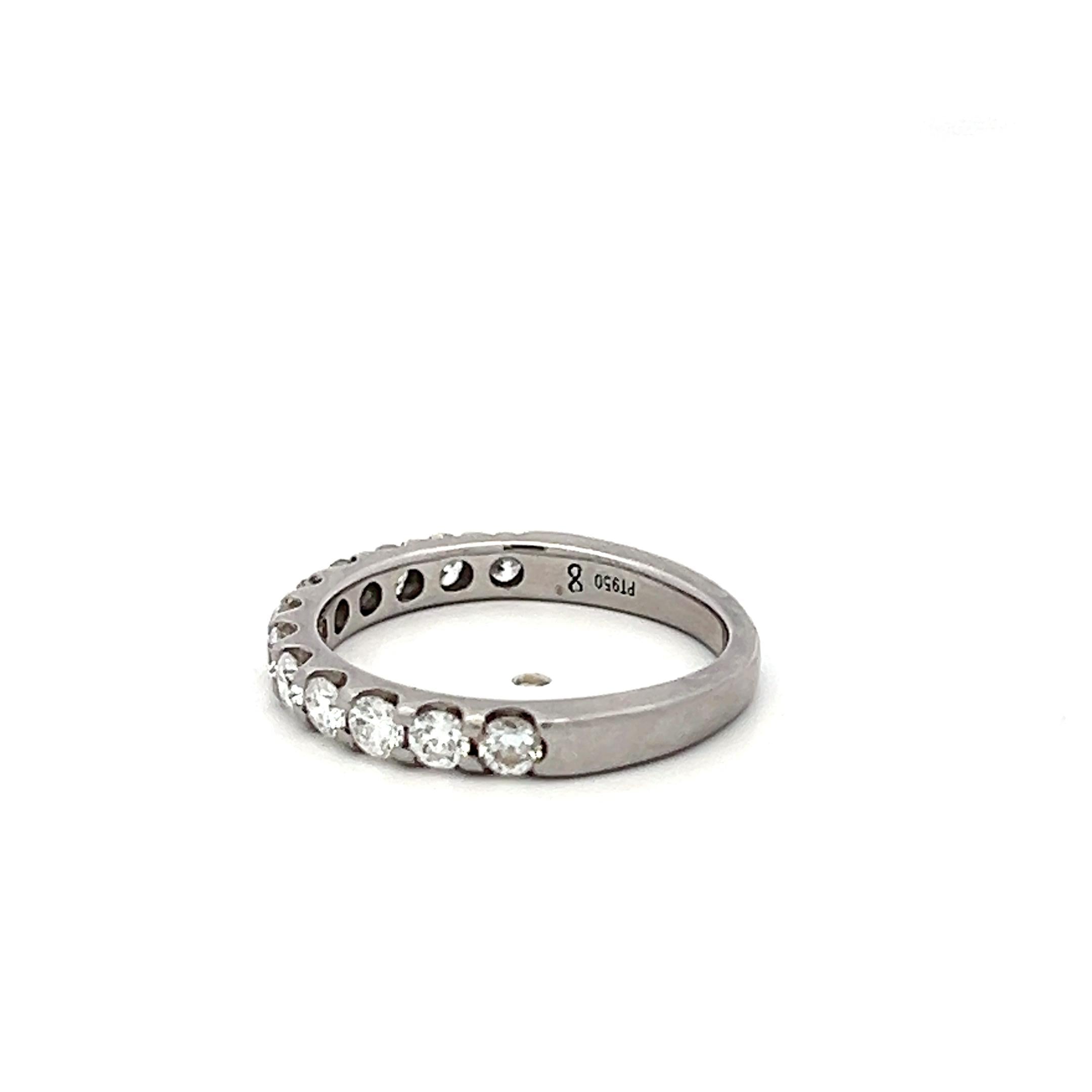 Vintage Platinum Half-Eternity Ring with 0.48 Carat G-VS Diamonds Size 5.25