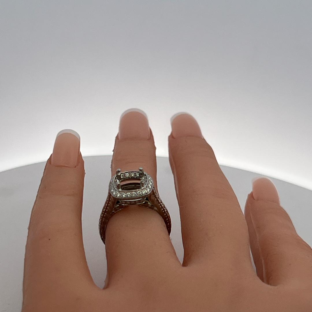 Platinum Semi Mount Ring with 0.74 Carat Round G-VS Diamonds Fits 6.75mm 1.00ct+