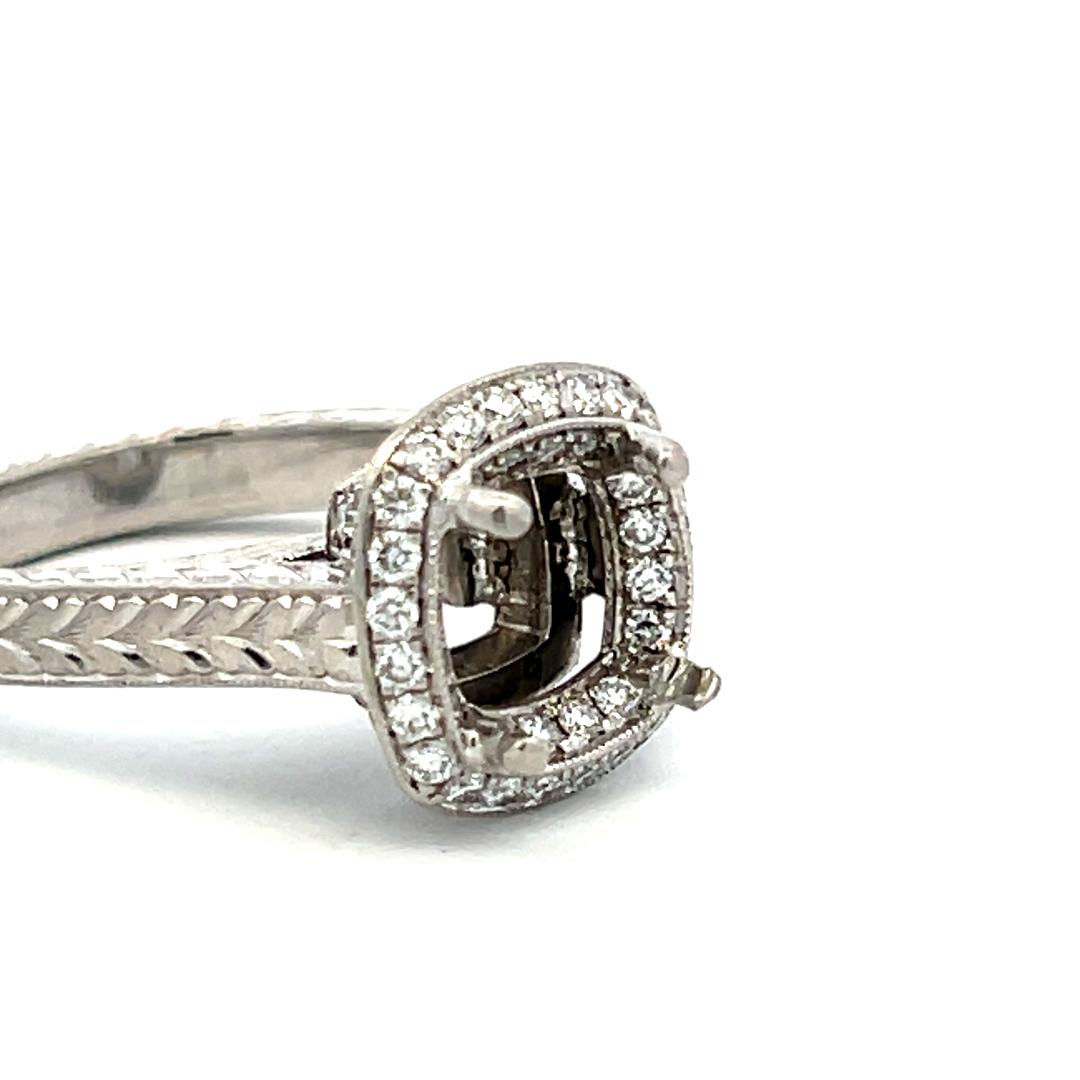Platinum Semi Mount Ring with 0.74 Carat Round G-VS Diamonds Fits 6.75mm 1.00ct+