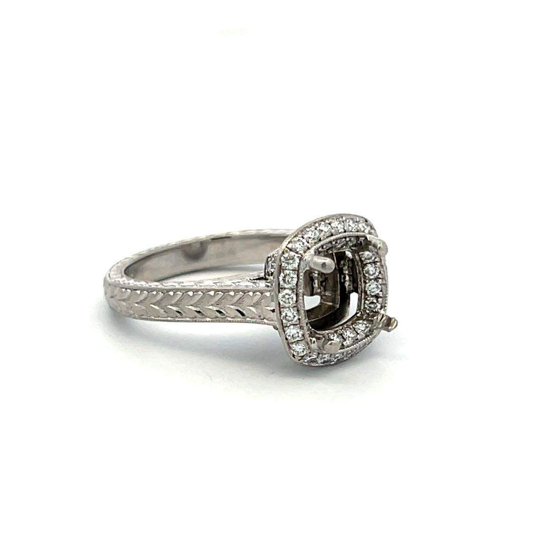 Platinum Semi Mount Ring with 0.74 Carat Round G-VS Diamonds Fits 6.75mm 1.00ct+