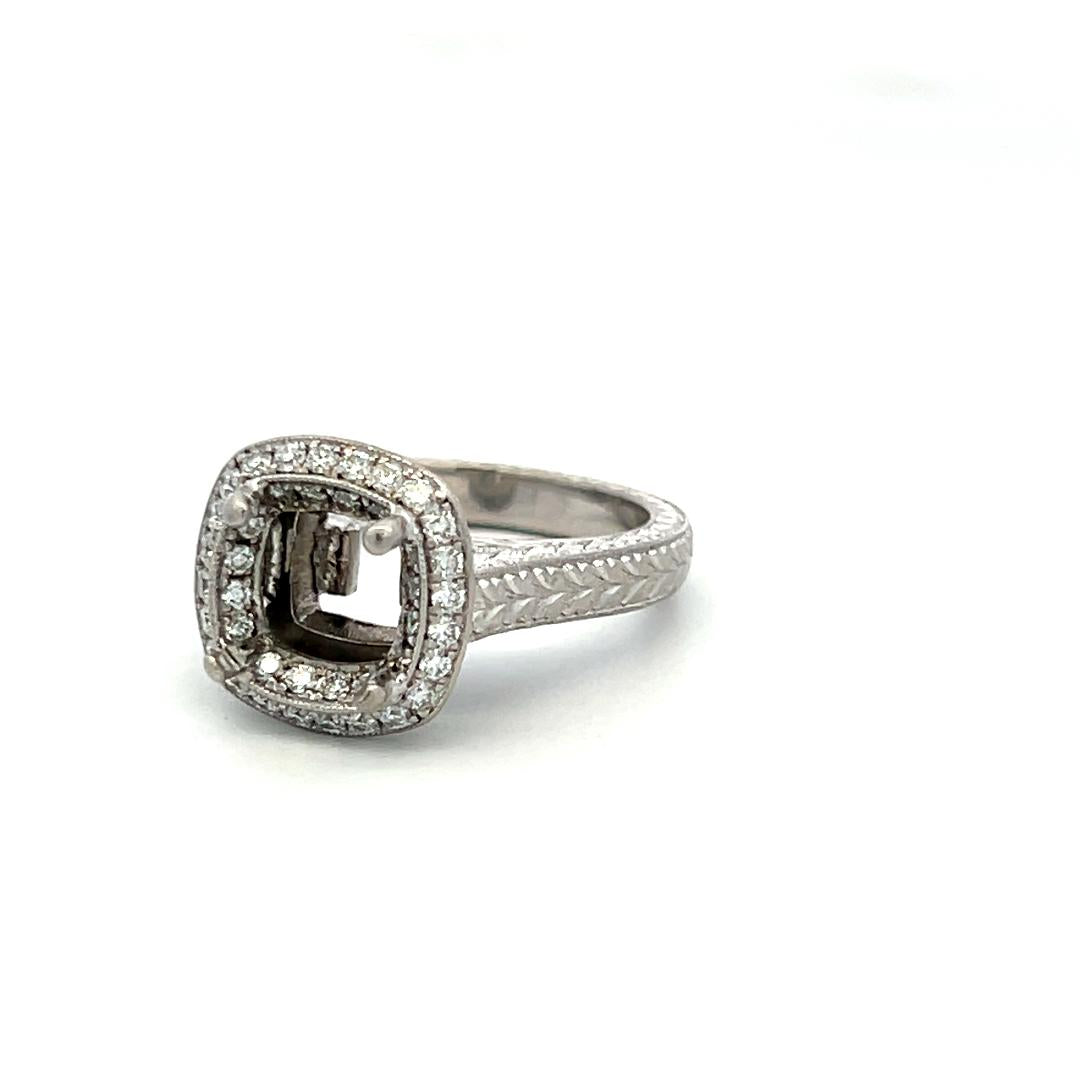 Platinum Semi Mount Ring with 0.74 Carat Round G-VS Diamonds Fits 6.75mm 1.00ct+