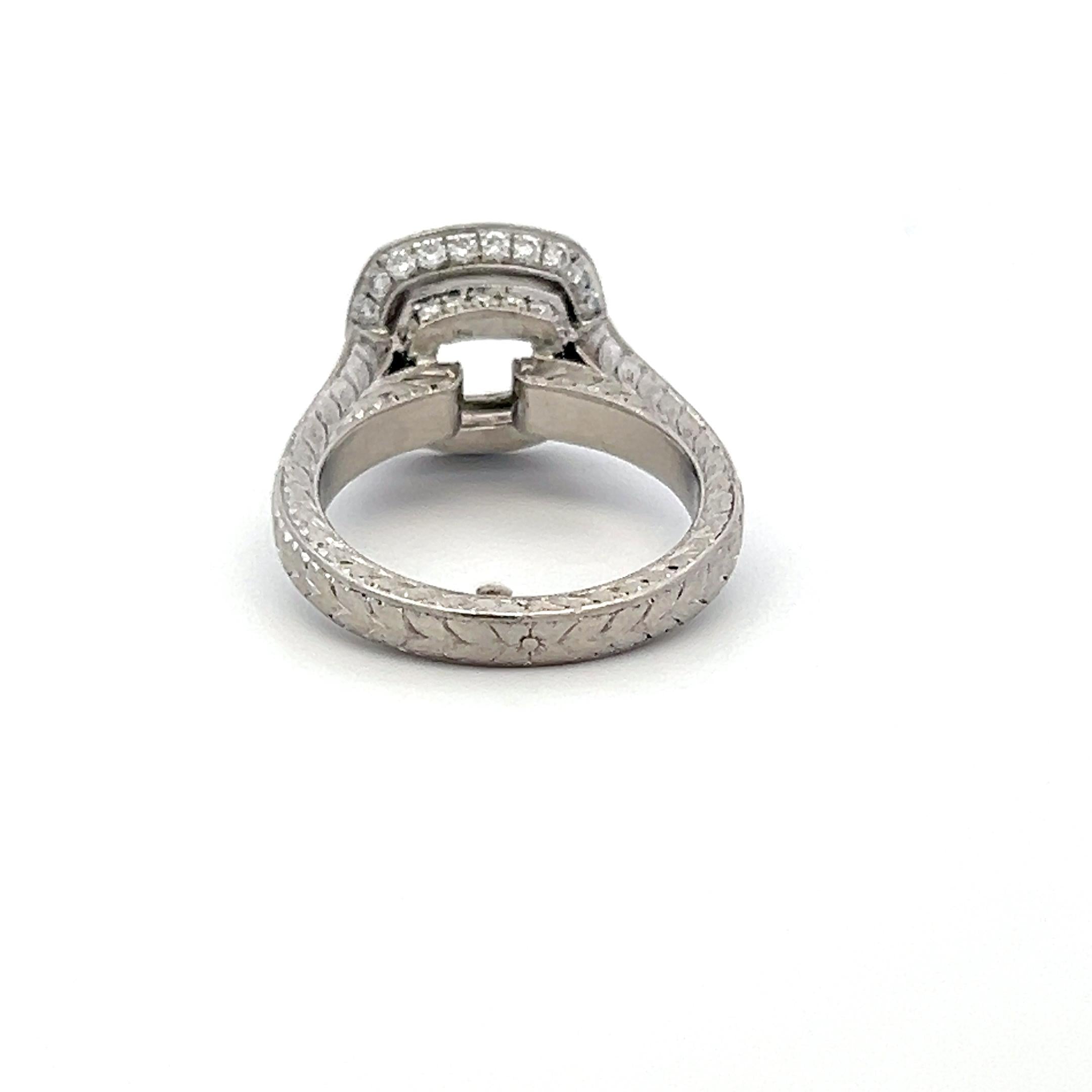 Platinum Semi Mount Ring with 0.74 Carat Round G-VS Diamonds Fits 6.75mm 1.00ct+