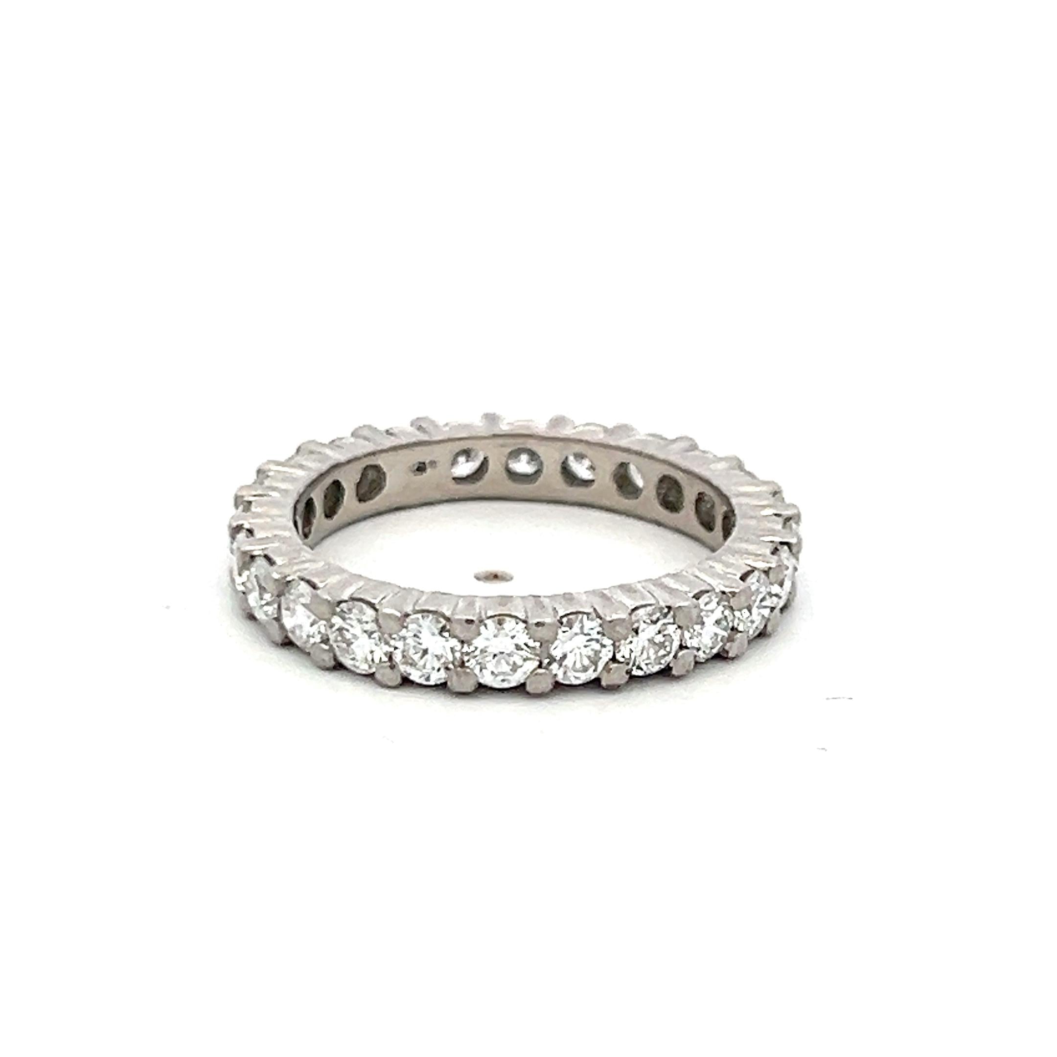Vintage Platinum Eternity Band Ring with 2 Carat G-VS Diamonds Size 7