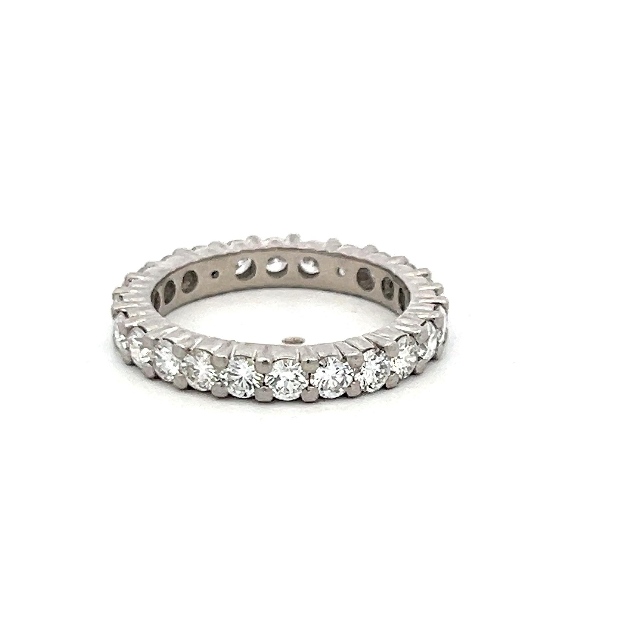 Vintage Platinum Eternity Band Ring with 2 Carat G-VS Diamonds Size 7