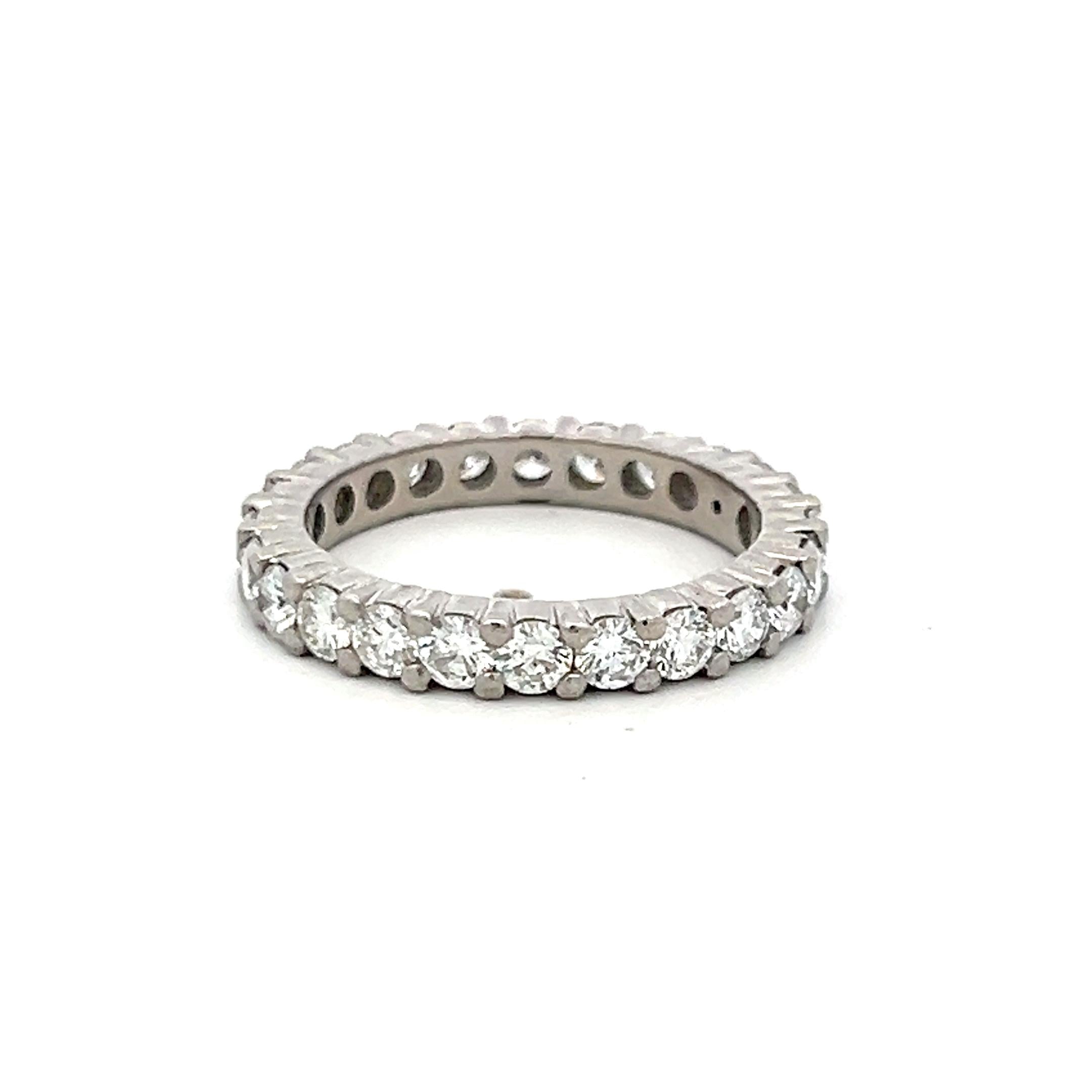 Vintage Platinum Eternity Band Ring with 2 Carat G-VS Diamonds Size 7