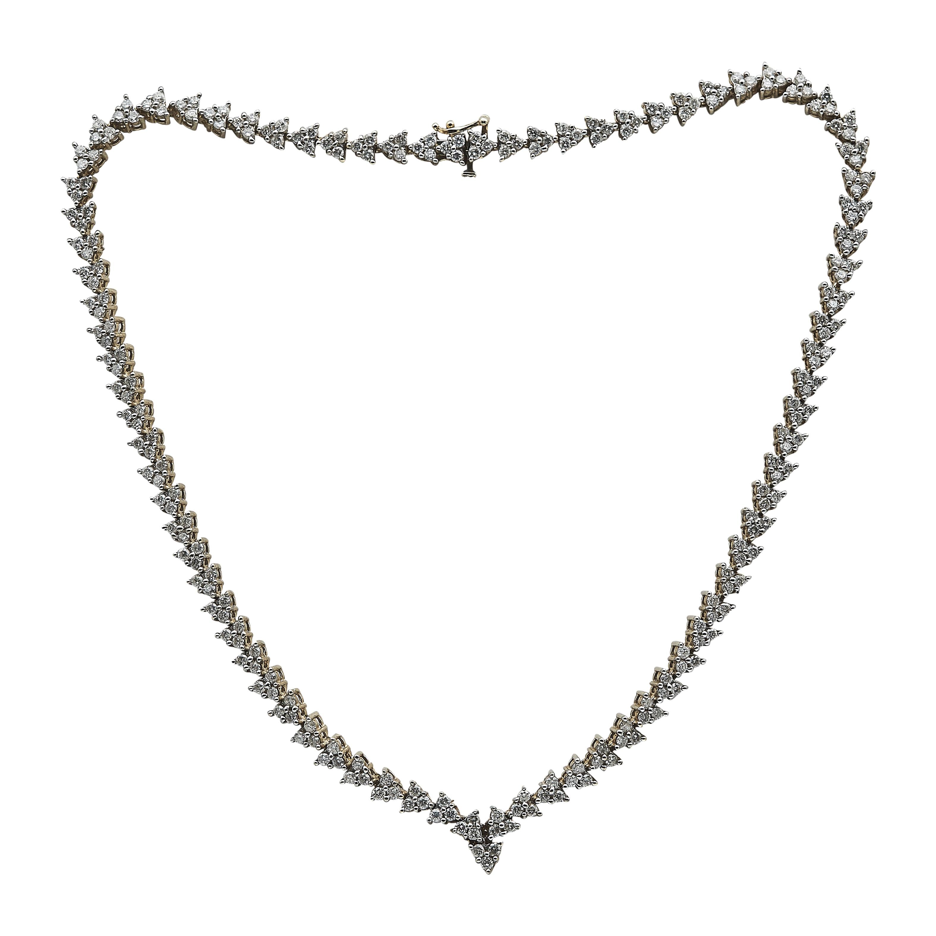 14K YG Riviera Necklace & Earrings Set with 7.3 Carat Round I-SI Diamonds