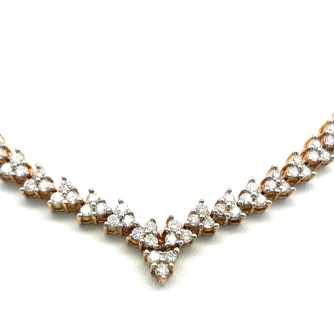 14K YG Riviera Necklace & Earrings Set with 7.3 Carat Round I-SI Diamonds