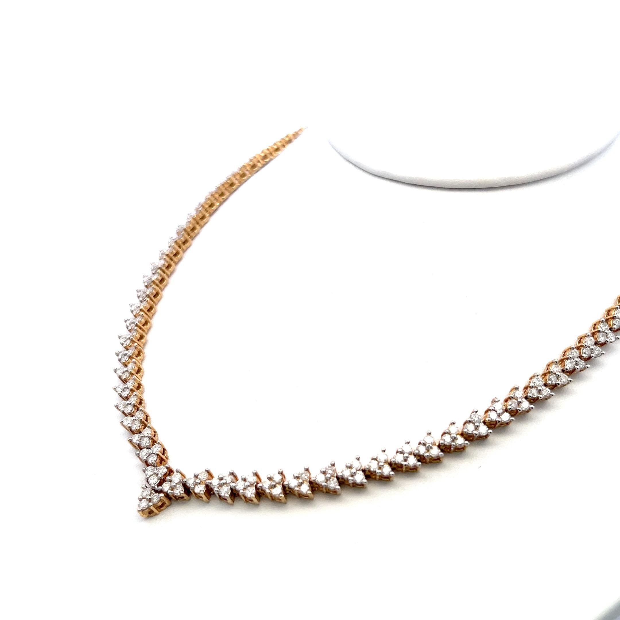 14K YG Riviera Necklace & Earrings Set with 7.3 Carat Round I-SI Diamonds
