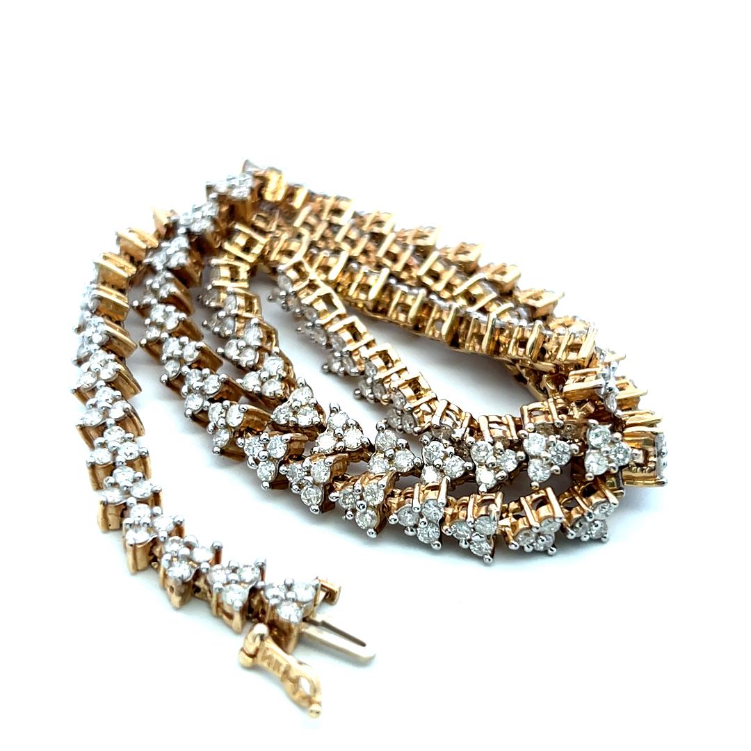 14K YG Riviera Necklace & Earrings Set with 7.3 Carat Round I-SI Diamonds