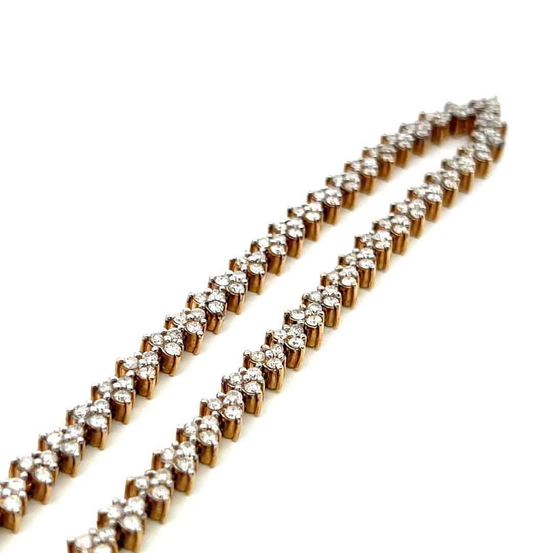 14K YG Riviera Necklace & Earrings Set with 7.3 Carat Round I-SI Diamonds