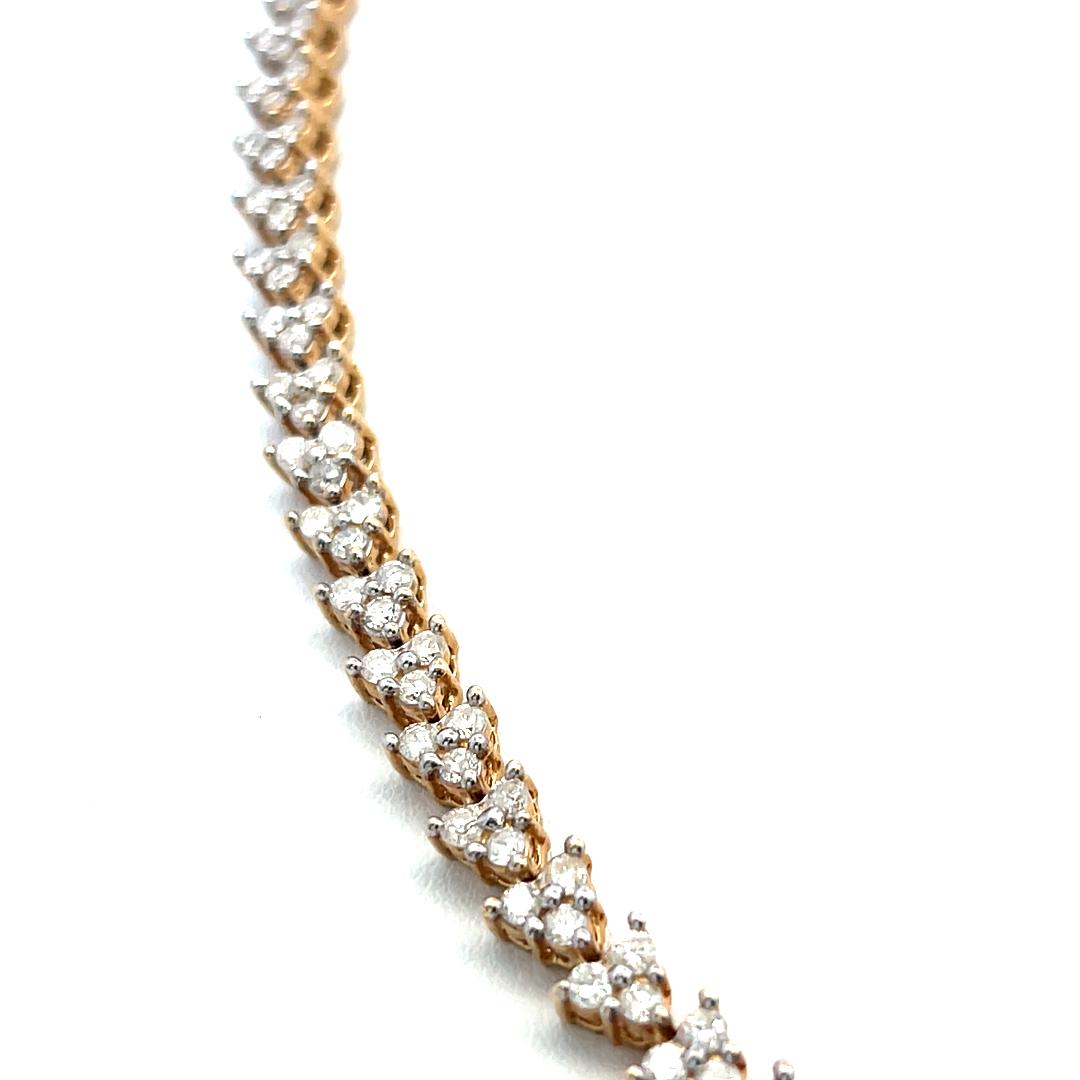 14K YG Riviera Necklace & Earrings Set with 7.3 Carat Round I-SI Diamonds