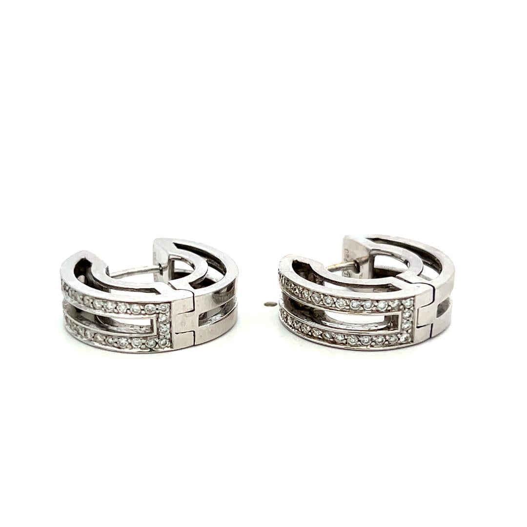 Vintage Platinum Hoop Earrings with 0.36 Carat Round G VS Diamonds