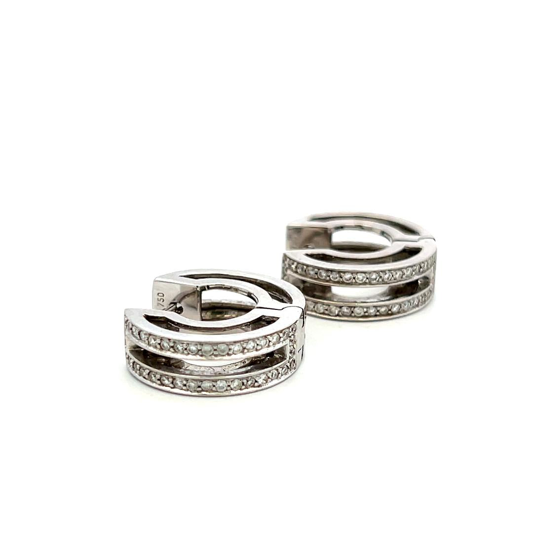 Vintage Platinum Hoop Earrings with 0.36 Carat Round G VS Diamonds