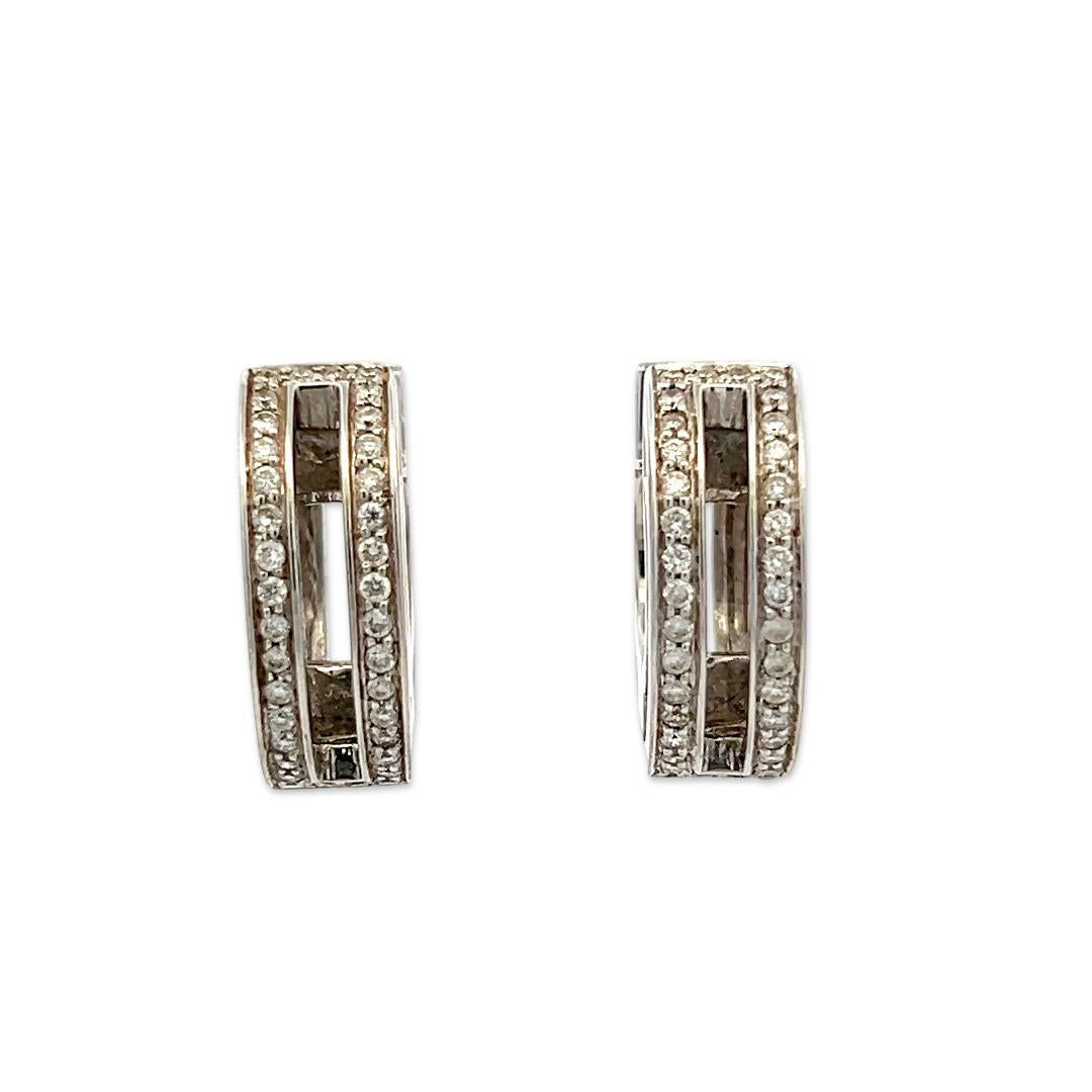 Vintage Platinum Hoop Earrings with 0.36 Carat Round G VS Diamonds