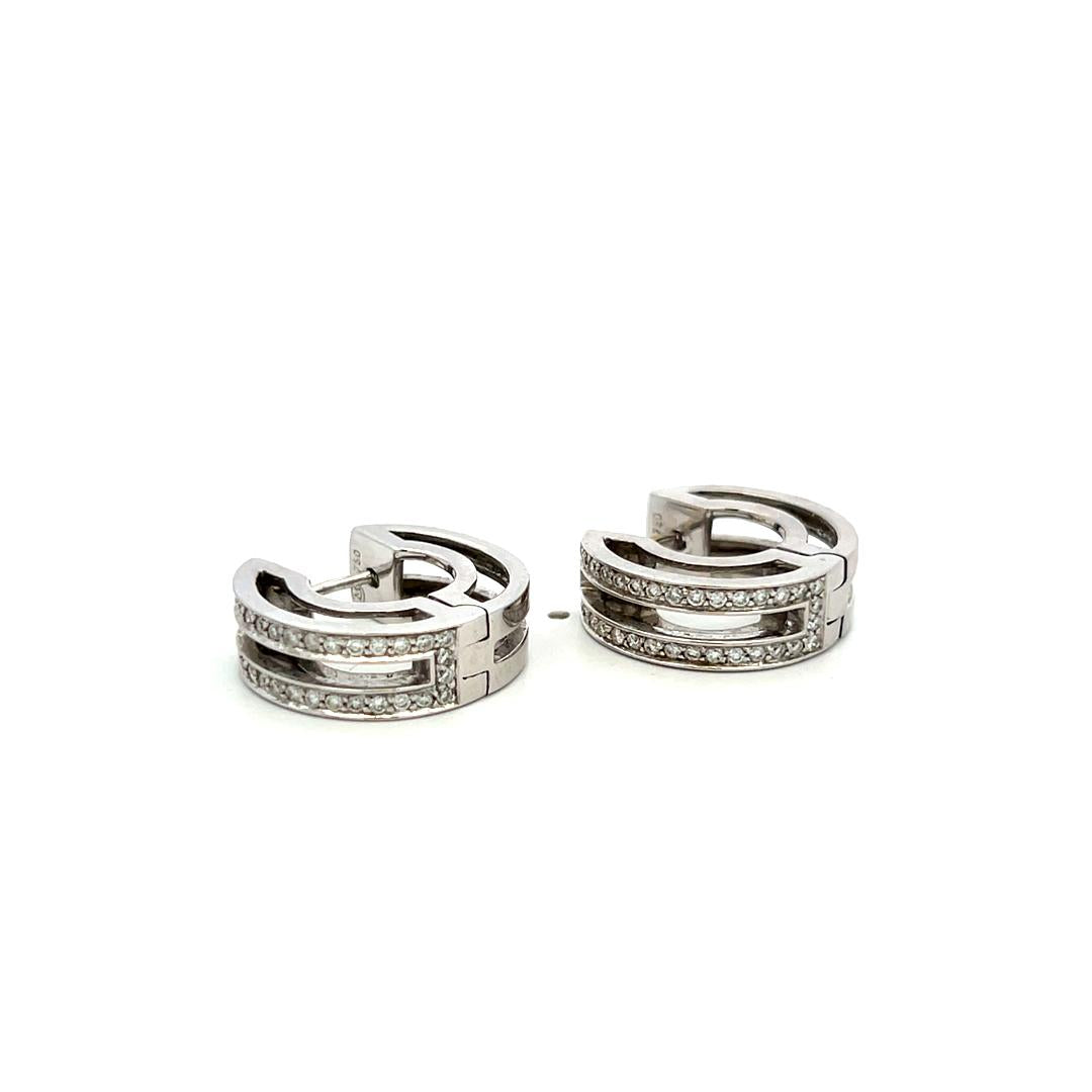 Vintage Platinum Hoop Earrings with 0.36 Carat Round G VS Diamonds