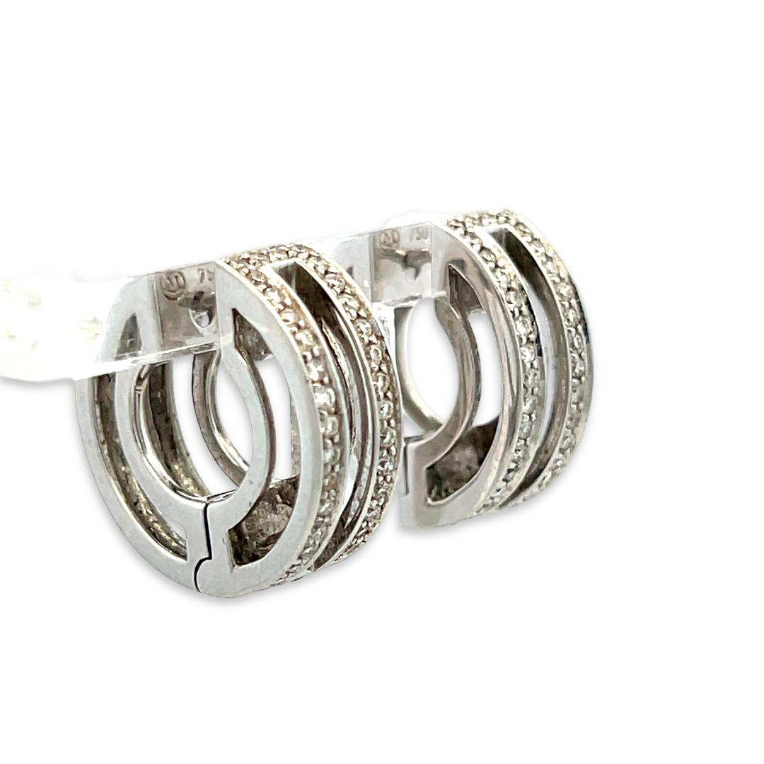 Vintage Platinum Hoop Earrings with 0.36 Carat Round G VS Diamonds