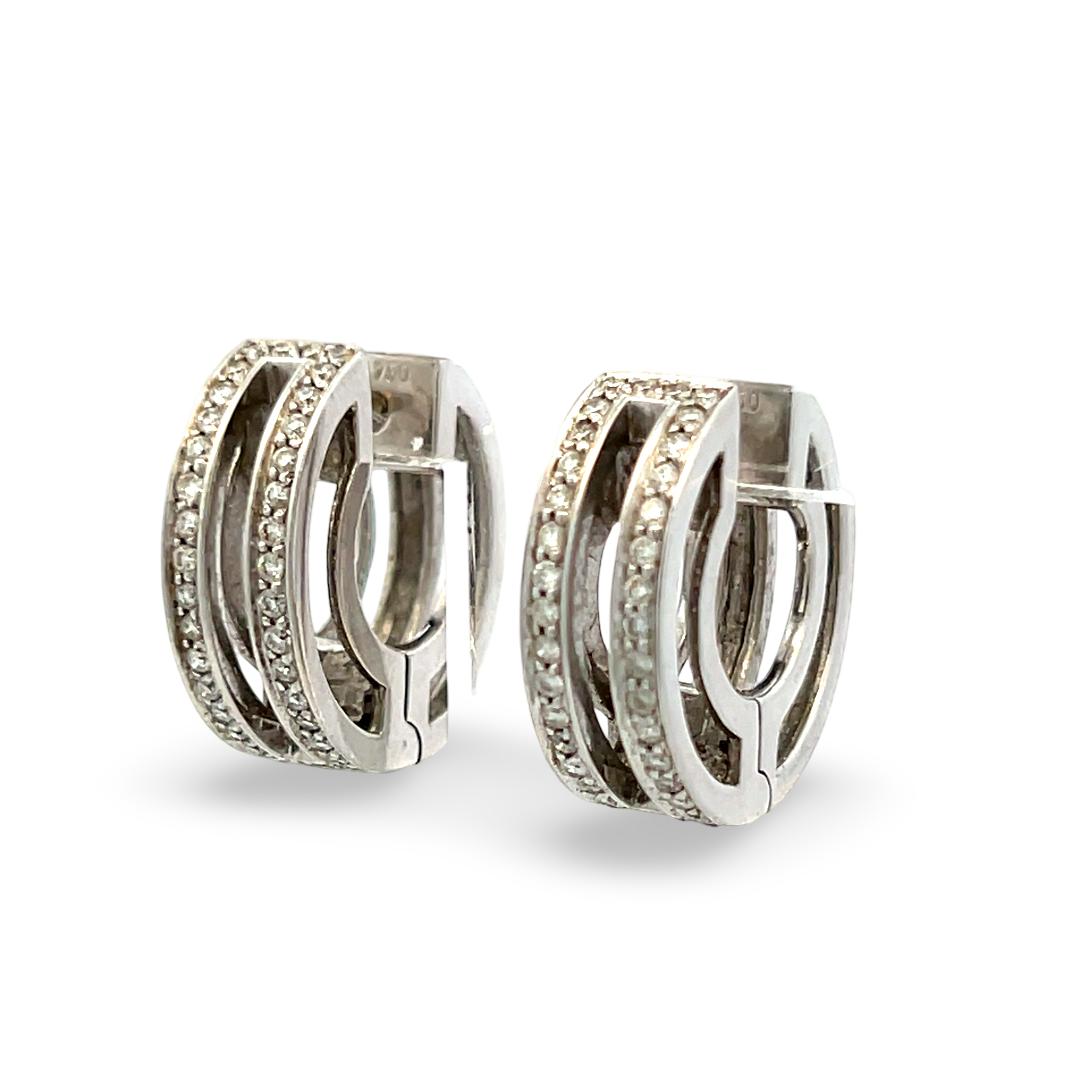 Vintage Platinum Hoop Earrings with 0.36 Carat Round G VS Diamonds