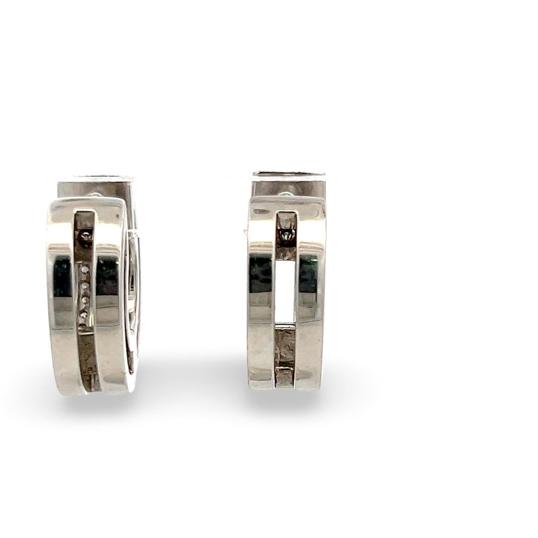 Vintage Platinum Hoop Earrings with 0.36 Carat Round G VS Diamonds