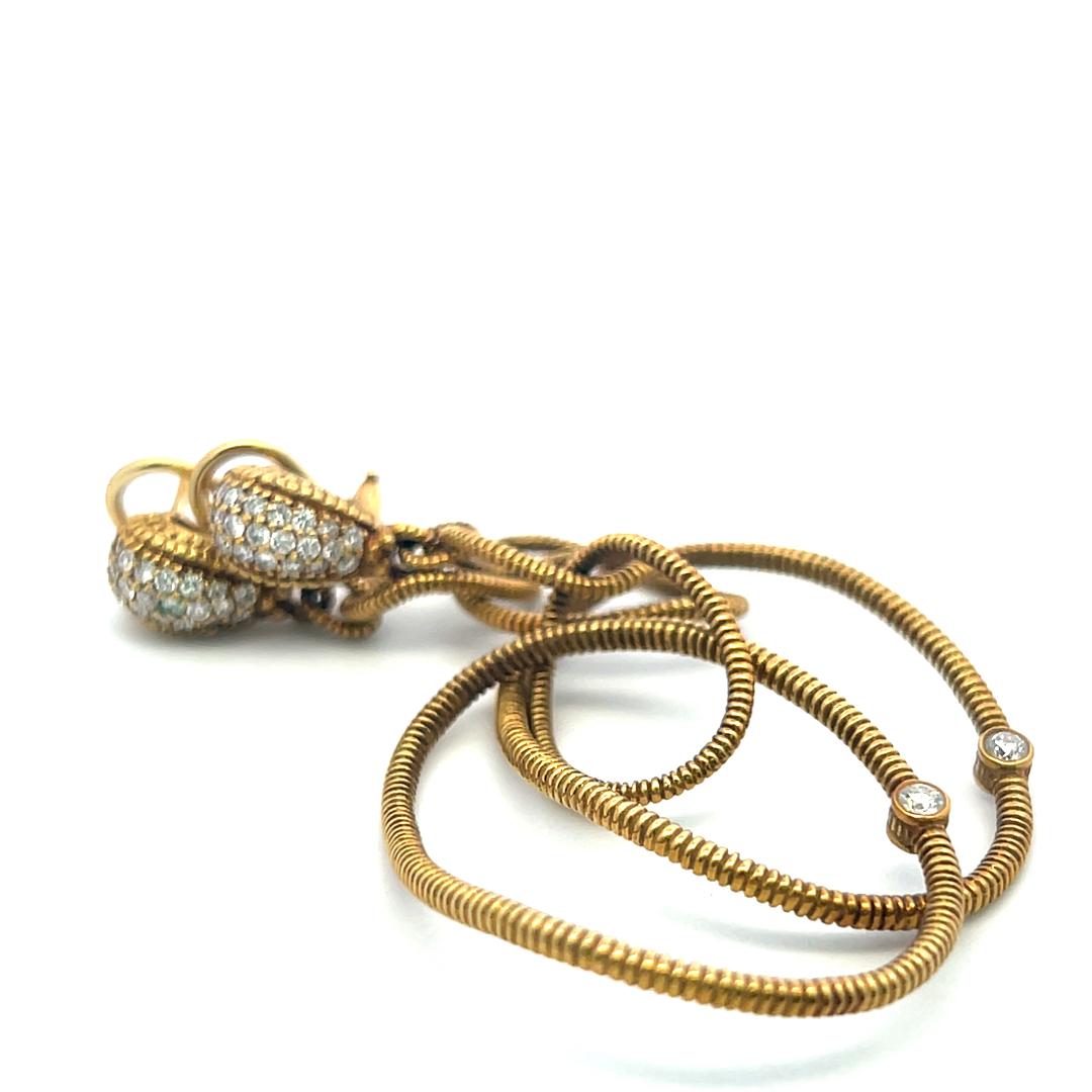 Vintage 18K YG Dangling Earrings with 0.75 Carat Round G VS Diamonds