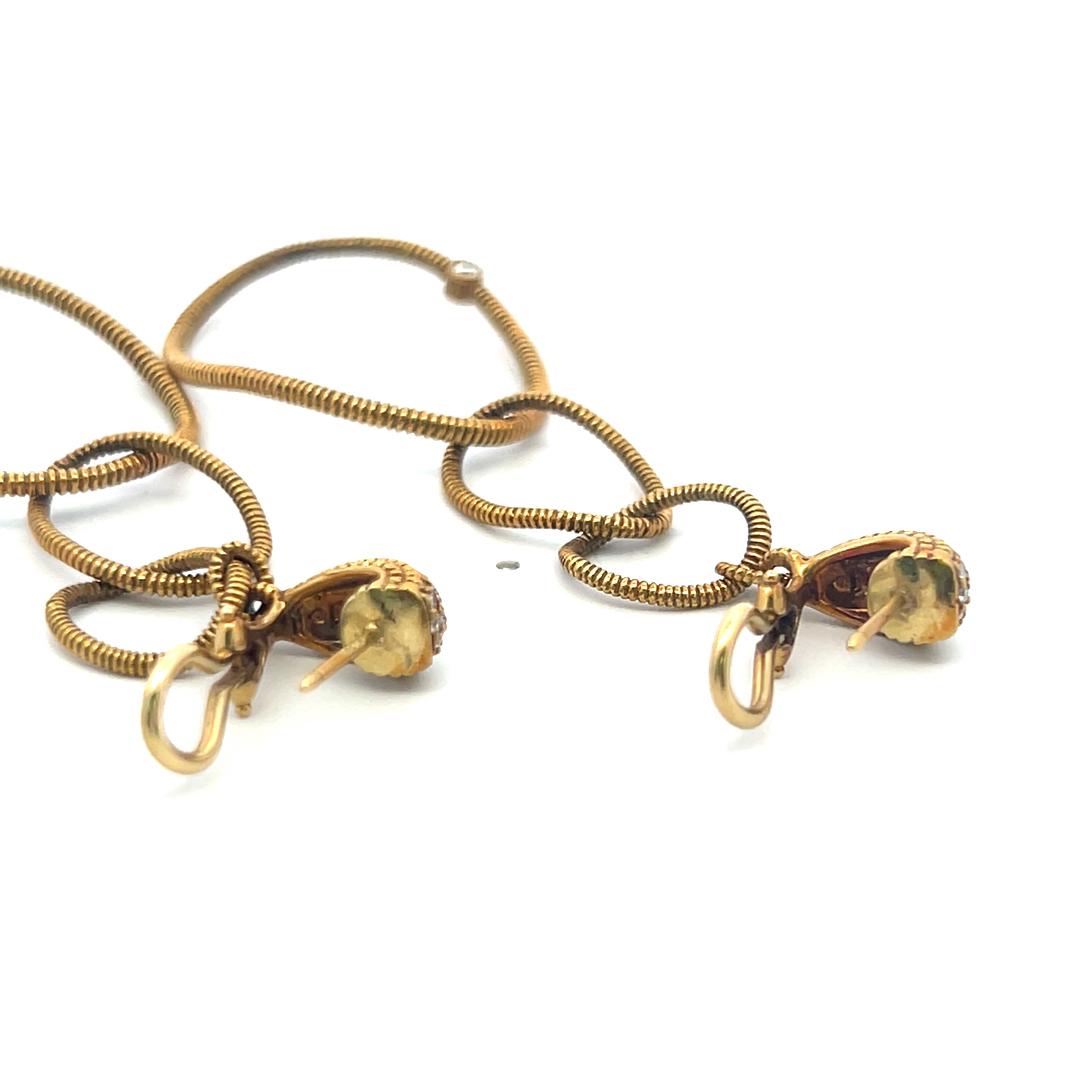Vintage 18K YG Dangling Earrings with 0.75 Carat Round G VS Diamonds