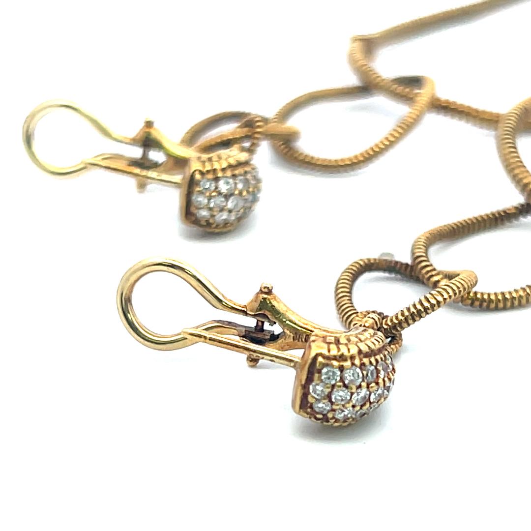 Vintage 18K YG Dangling Earrings with 0.75 Carat Round G VS Diamonds