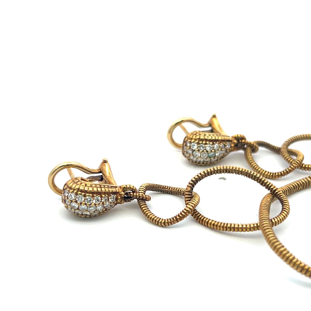 Vintage 18K YG Dangling Earrings with 0.75 Carat Round G VS Diamonds