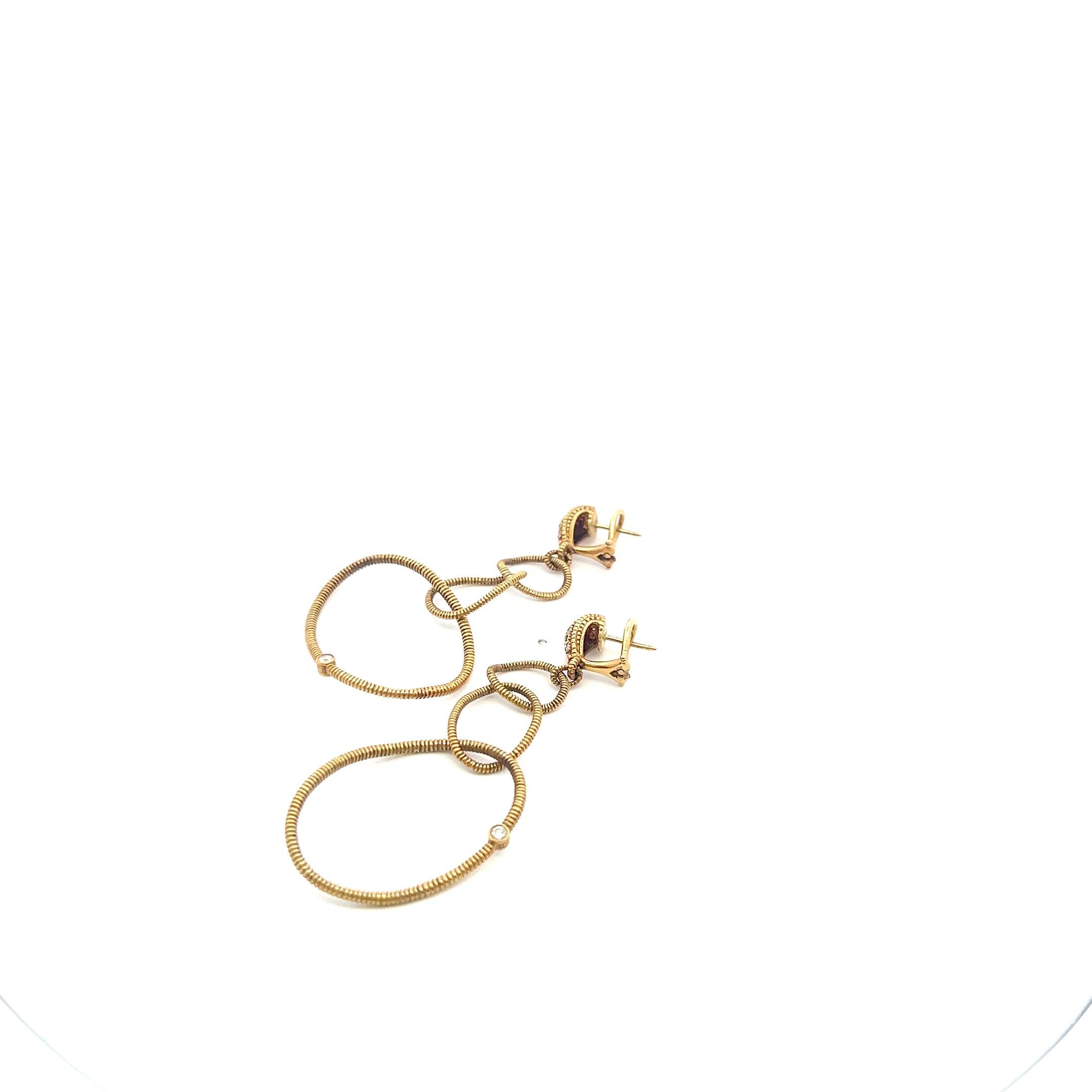 Vintage 18K YG Dangling Earrings with 0.75 Carat Round G VS Diamonds