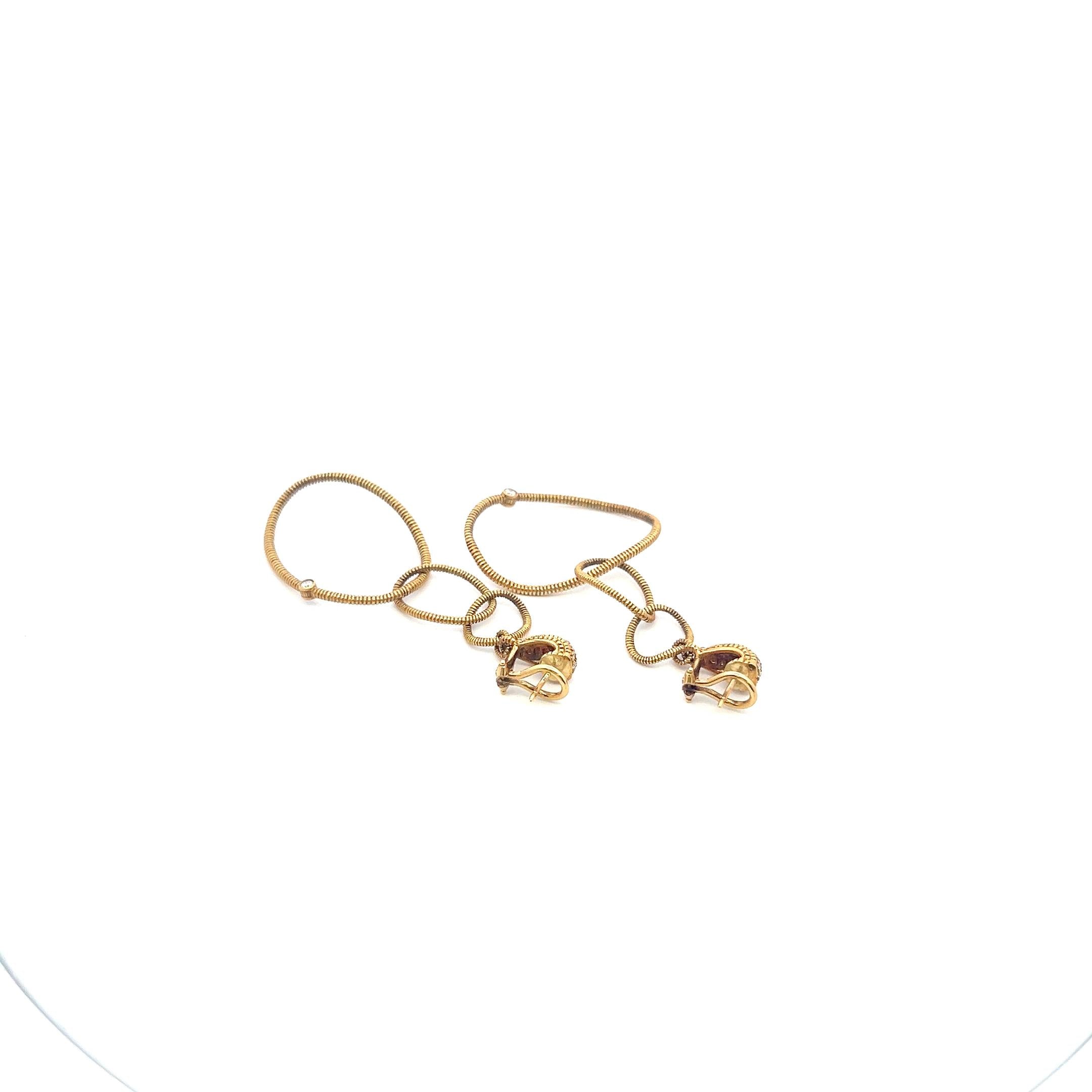 Vintage 18K YG Dangling Earrings with 0.75 Carat Round G VS Diamonds