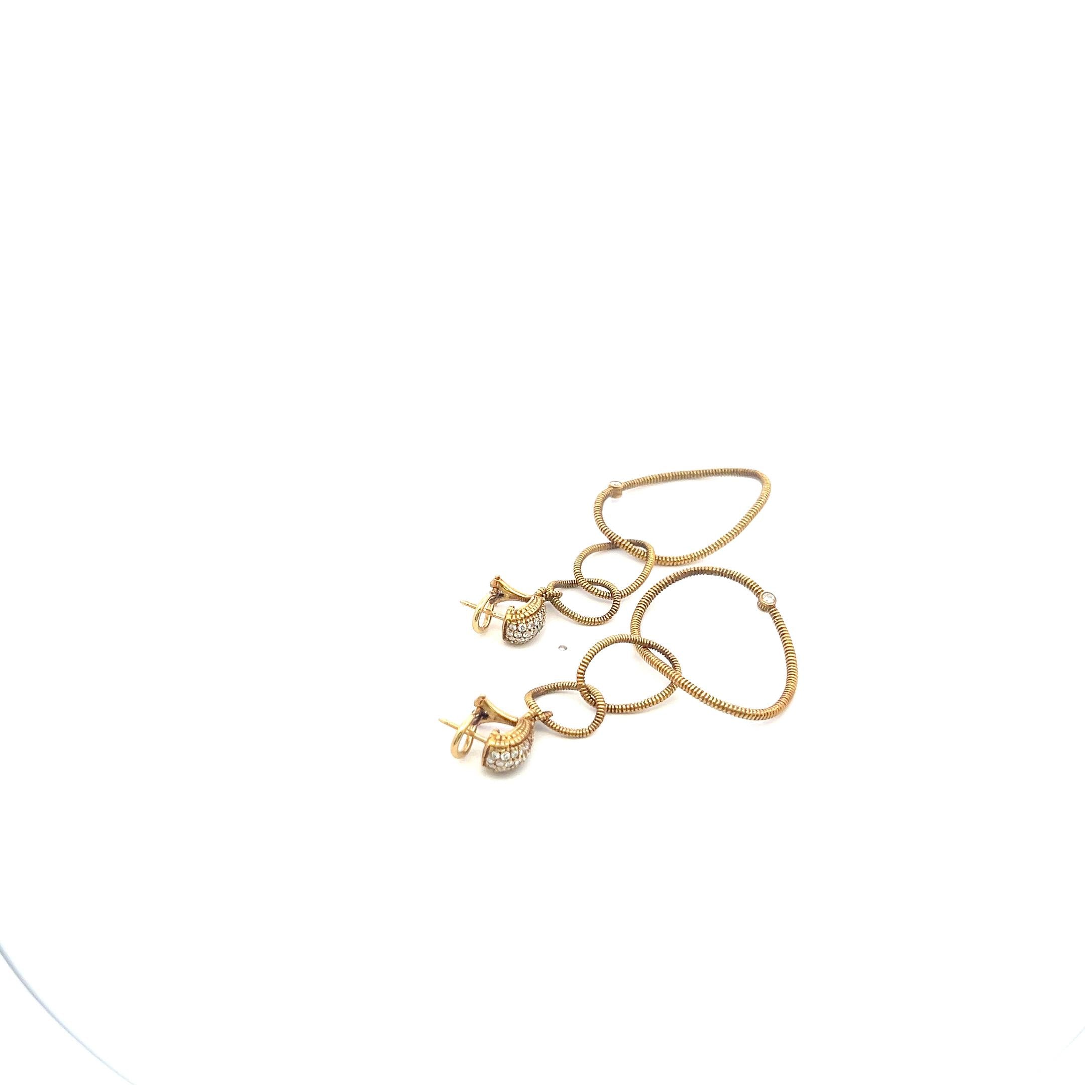 Vintage 18K YG Dangling Earrings with 0.75 Carat Round G VS Diamonds
