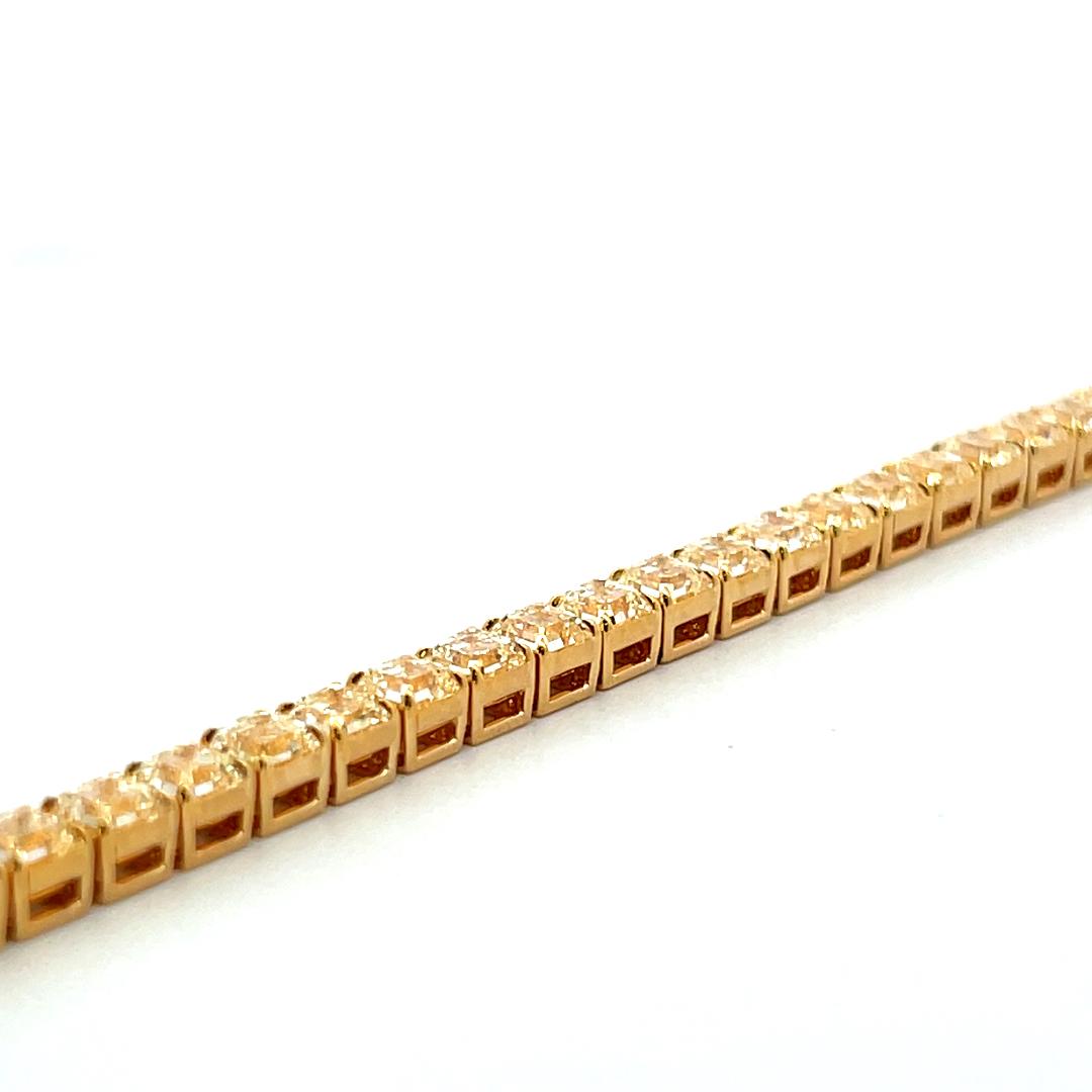 18K Yellow Gold Tennis Bracelet with 18.58 Carat Asscher Cut FIY-VS Diamonds